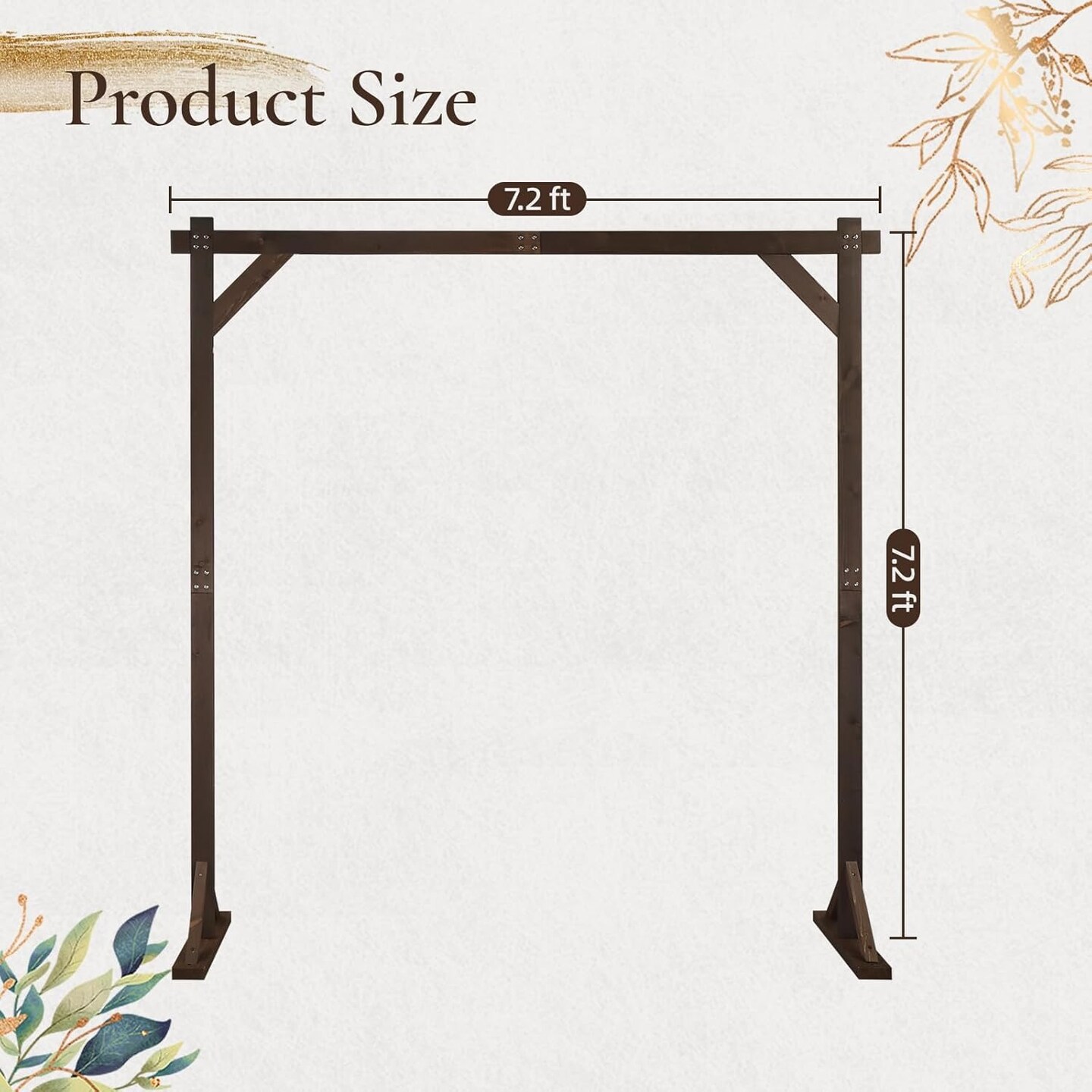 7.2FT Wooden Wedding Arch Rustic Square Arbor
