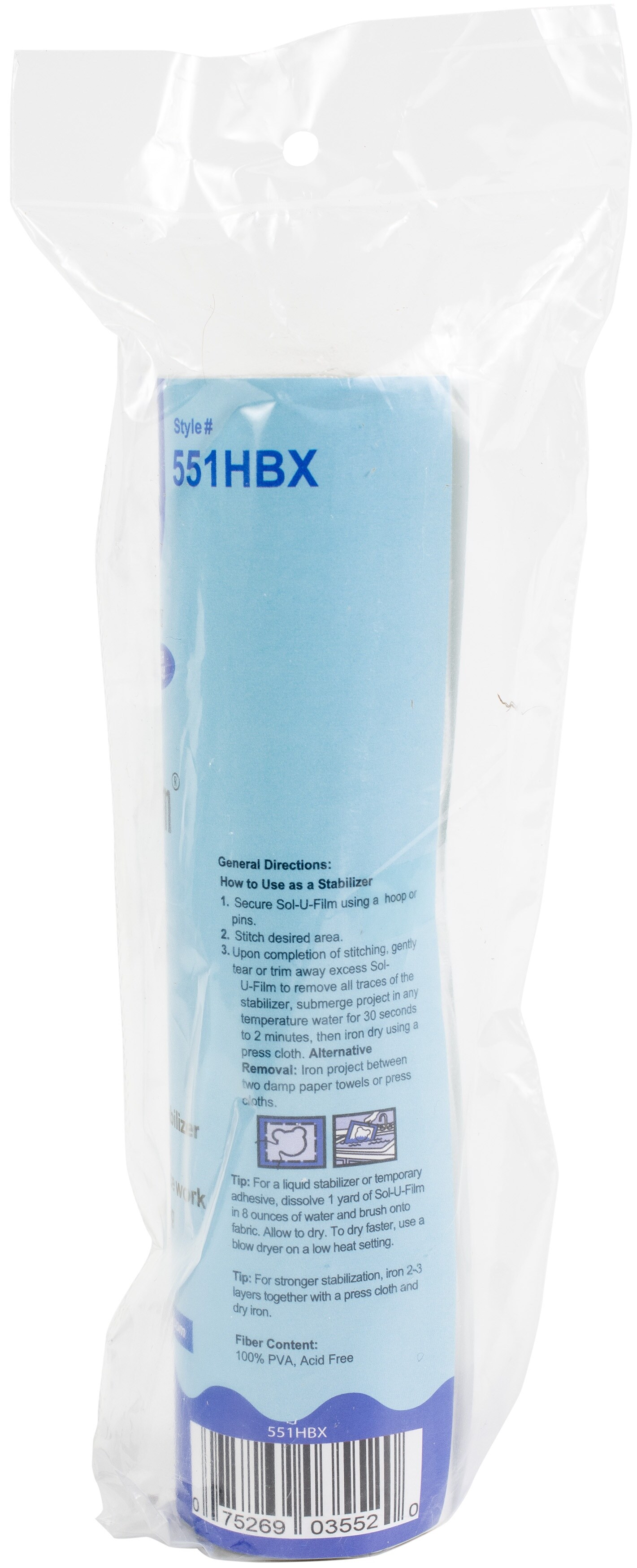 Pellon Sol-U-Film Wash Away Embroidery Stabilizer-Clear 8"X9yd