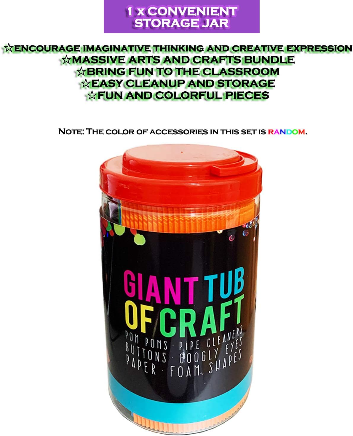 Kids Crafts and Art Supplies Jar Kit - 550+ Piece Set