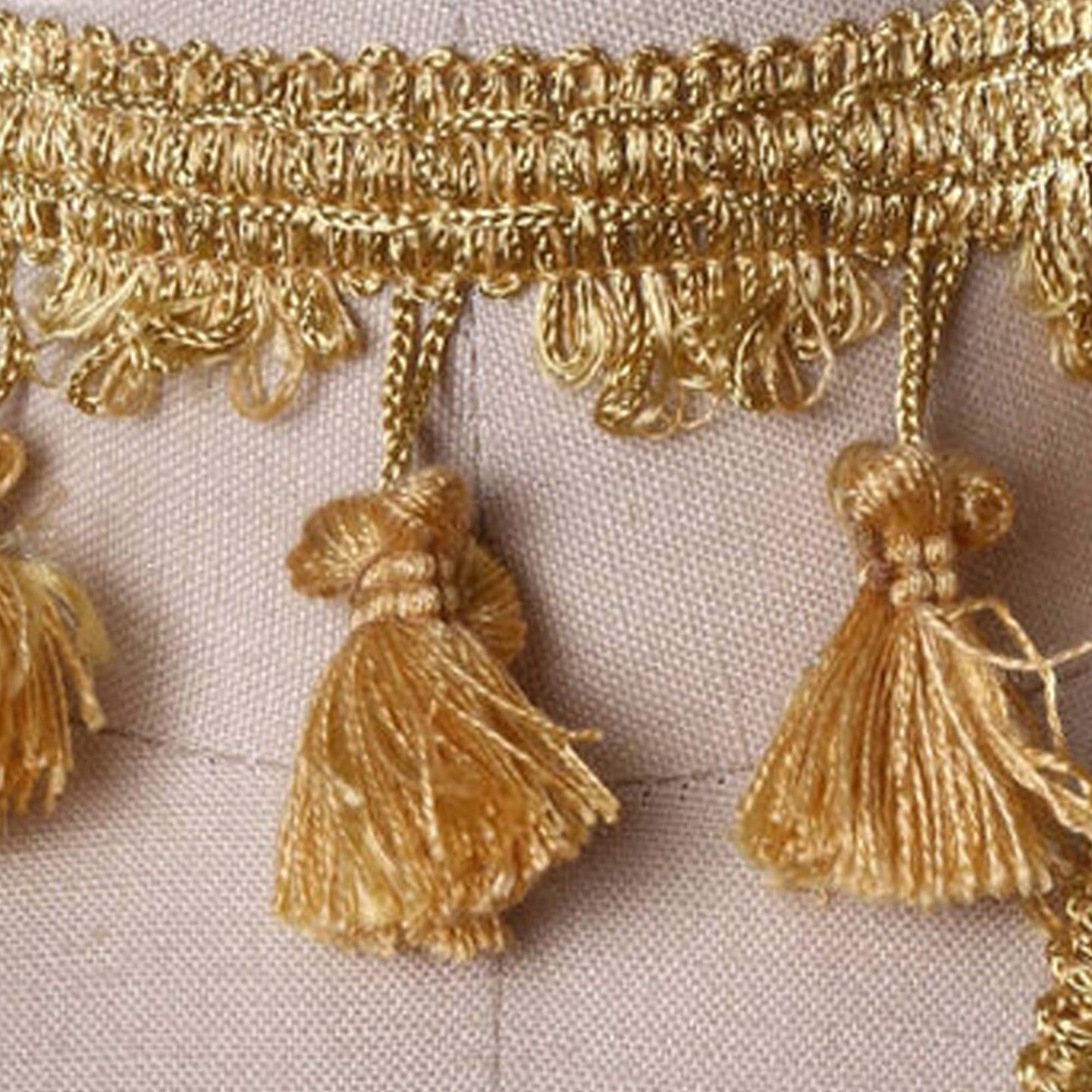 1 Yard Gold Chunky Tassel /Fringe Trim with Braided Gimp 2 Inch Wide for Elegant Home Decor