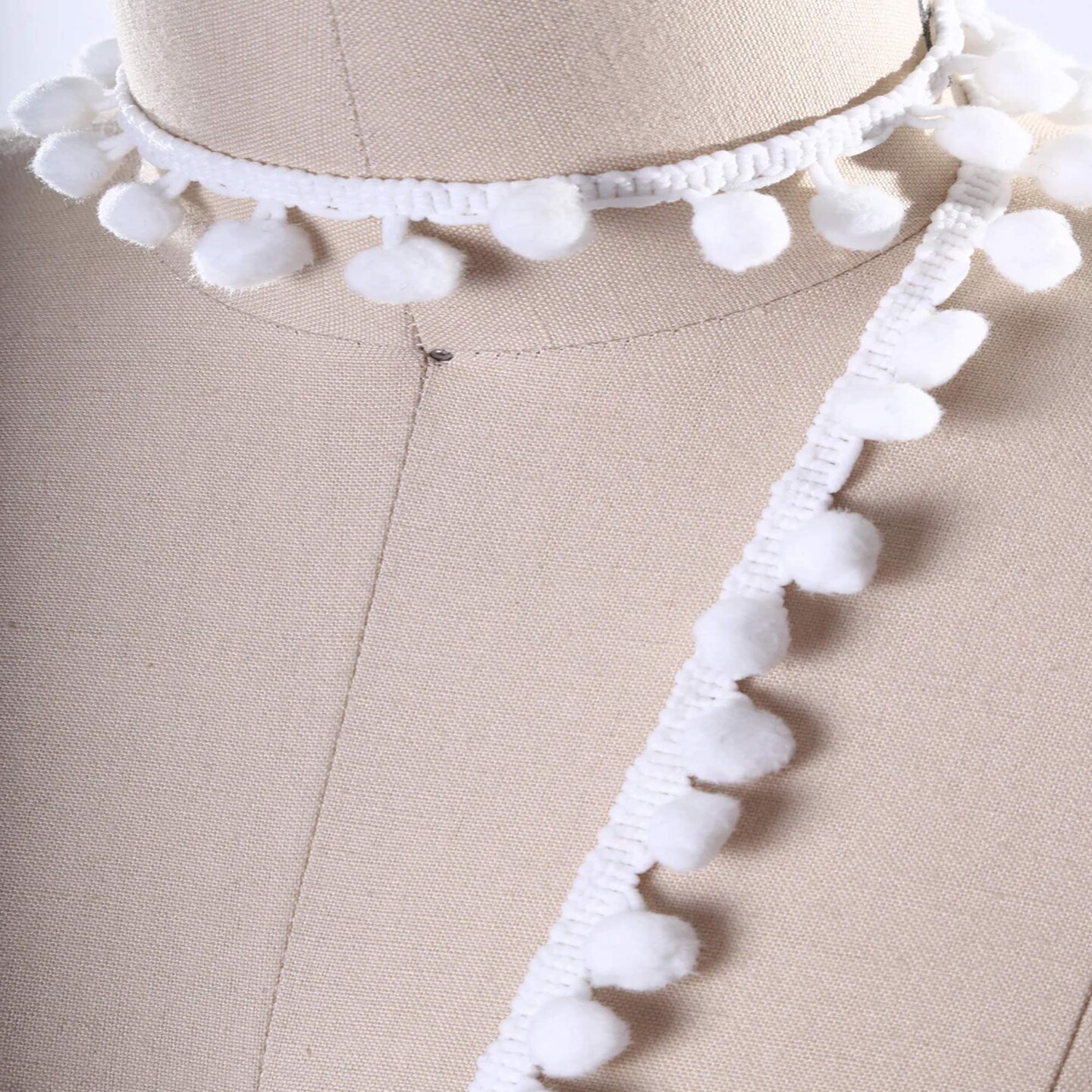 2 Yards White Large 1.25 Inch Soft Ball Pom Pom Trim Summer Fringe for Dresses Hats