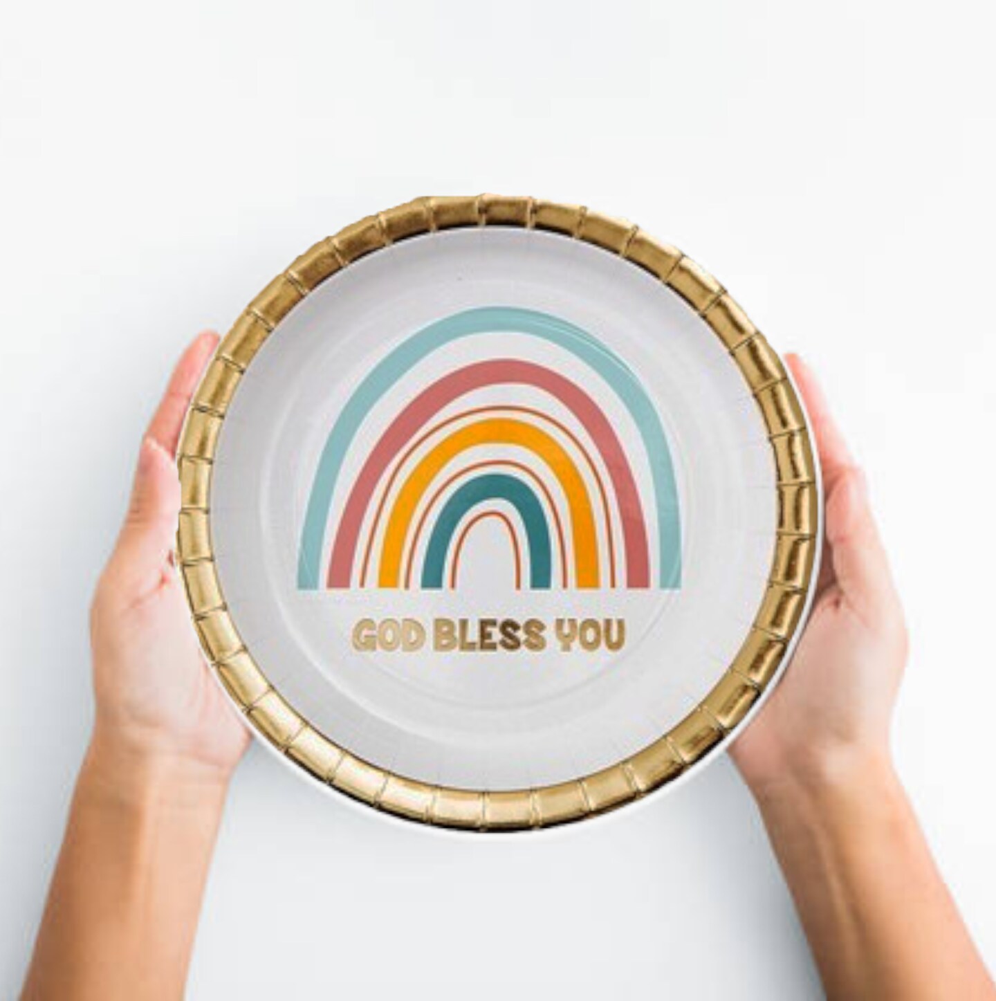 8 Count Religious Happy Birthday Rainbow Dessert Plates 7 Inch for Faith Celebrations