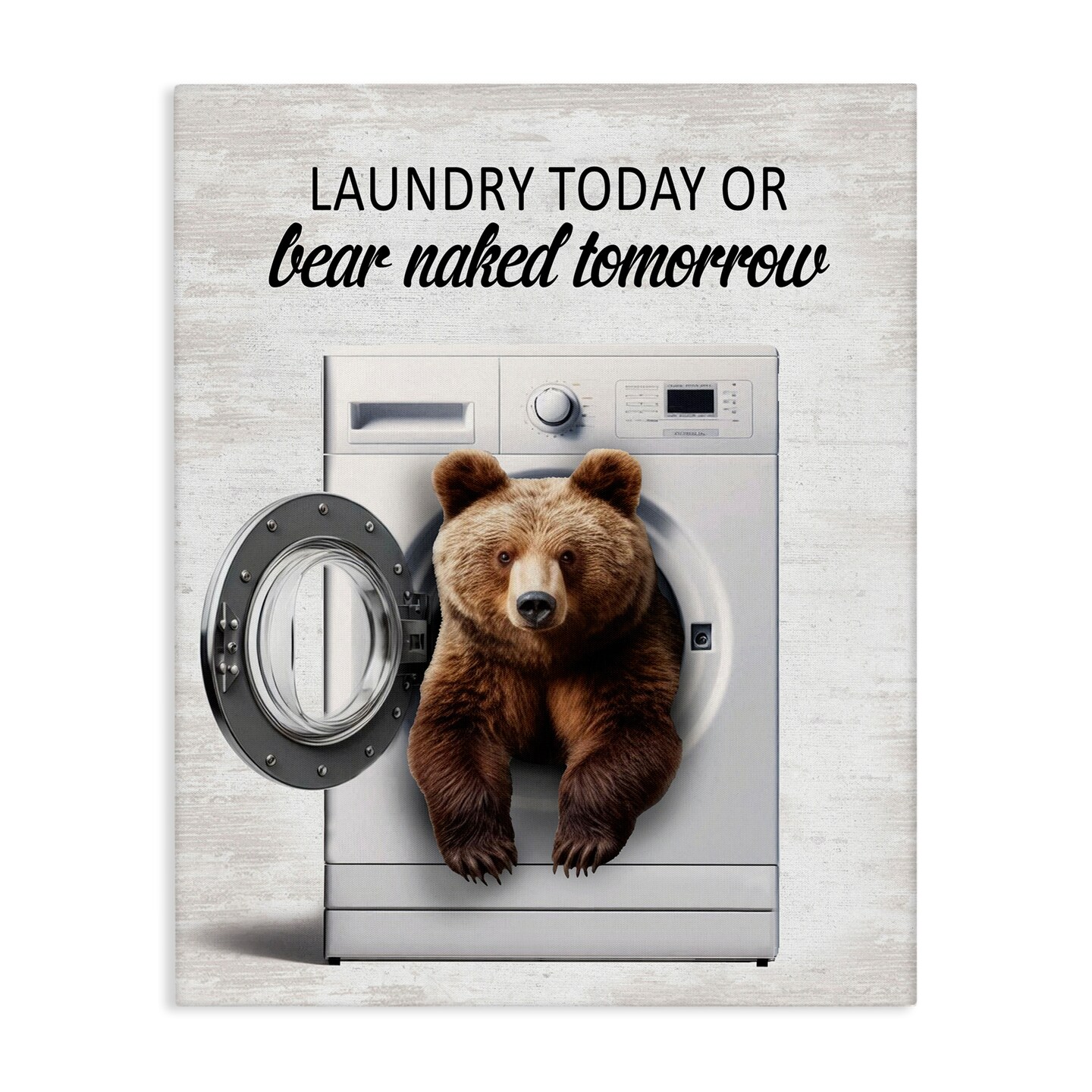 Stupell Industries Bear Naked Funny Laundry Canvas Design by Lettered and Lined