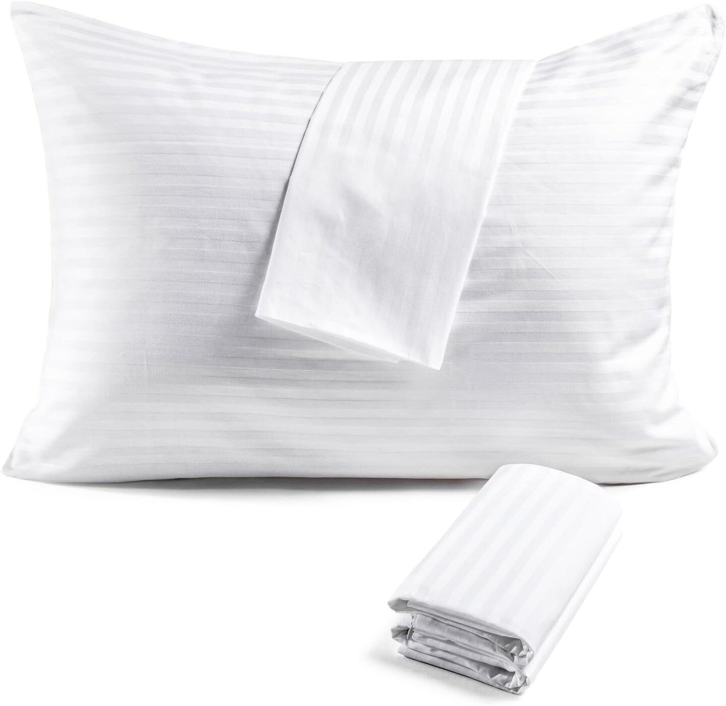100% Cotton Pillow Protectors, Standard Size (20x26), 2 Pack, Oeko-TEX Certified, Hotel Grade Pillow Cover with Silent Zipper