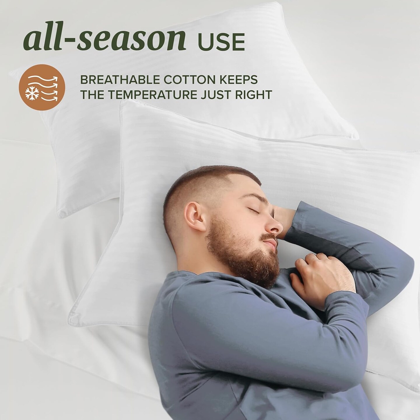 King Size Pillow Protector 2 Pack with Zipper, Soft and Breathable Cotton Pillow Protector Covers