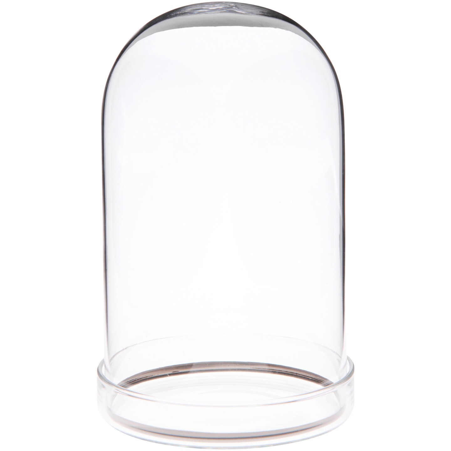 Plymor 3" x 5" Glass Display Dome Cloche with Silver Rim (Clear Glass Tray Base)
