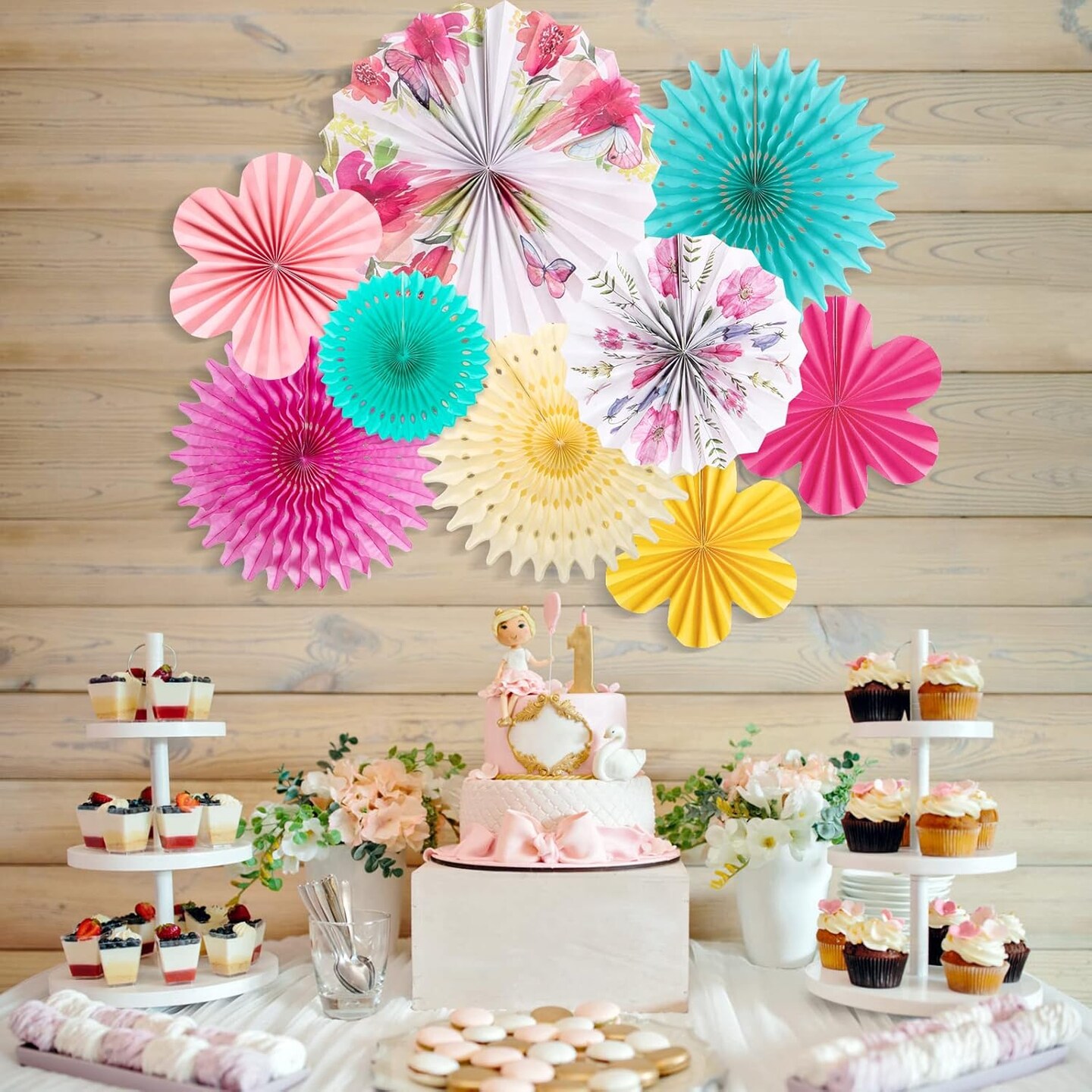 Summer Paper Flowers Decorations for Wall Tea Party Decoration Paper Fans Classroom Decoration Paper Floral Backdrop Decor Paper Fans Decoration Flower Wall Decor