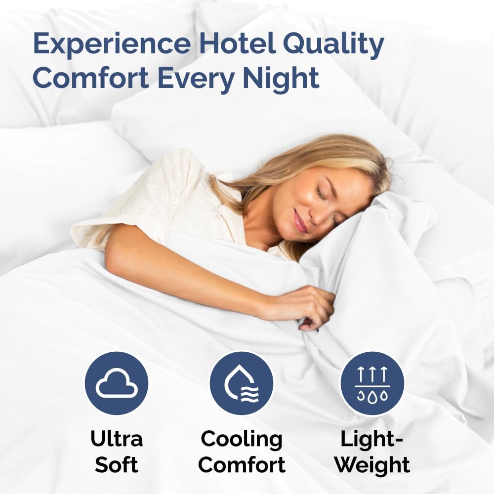 King Pillow Cases Set of 2 - Hotel Quality Queen Pillowcase Covers - Ultra-Soft, Comfortable, Cozy Bedding for Women, Men, Kids &#x26; Teens - Wrinkle Free &#x26; Machine Washable - White (No Pillows Included)