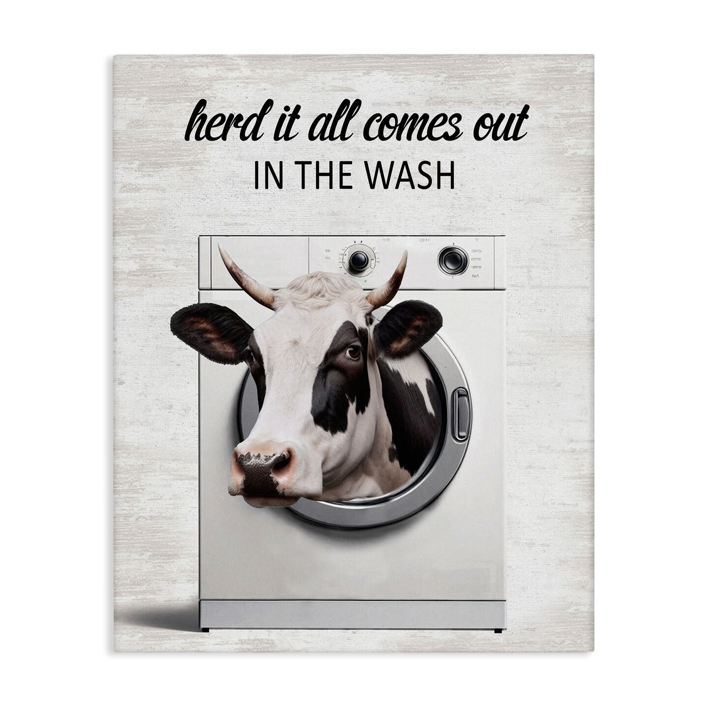 Stupell Industries Cow & Washing Machine Canvas Design by Lettered and Lined