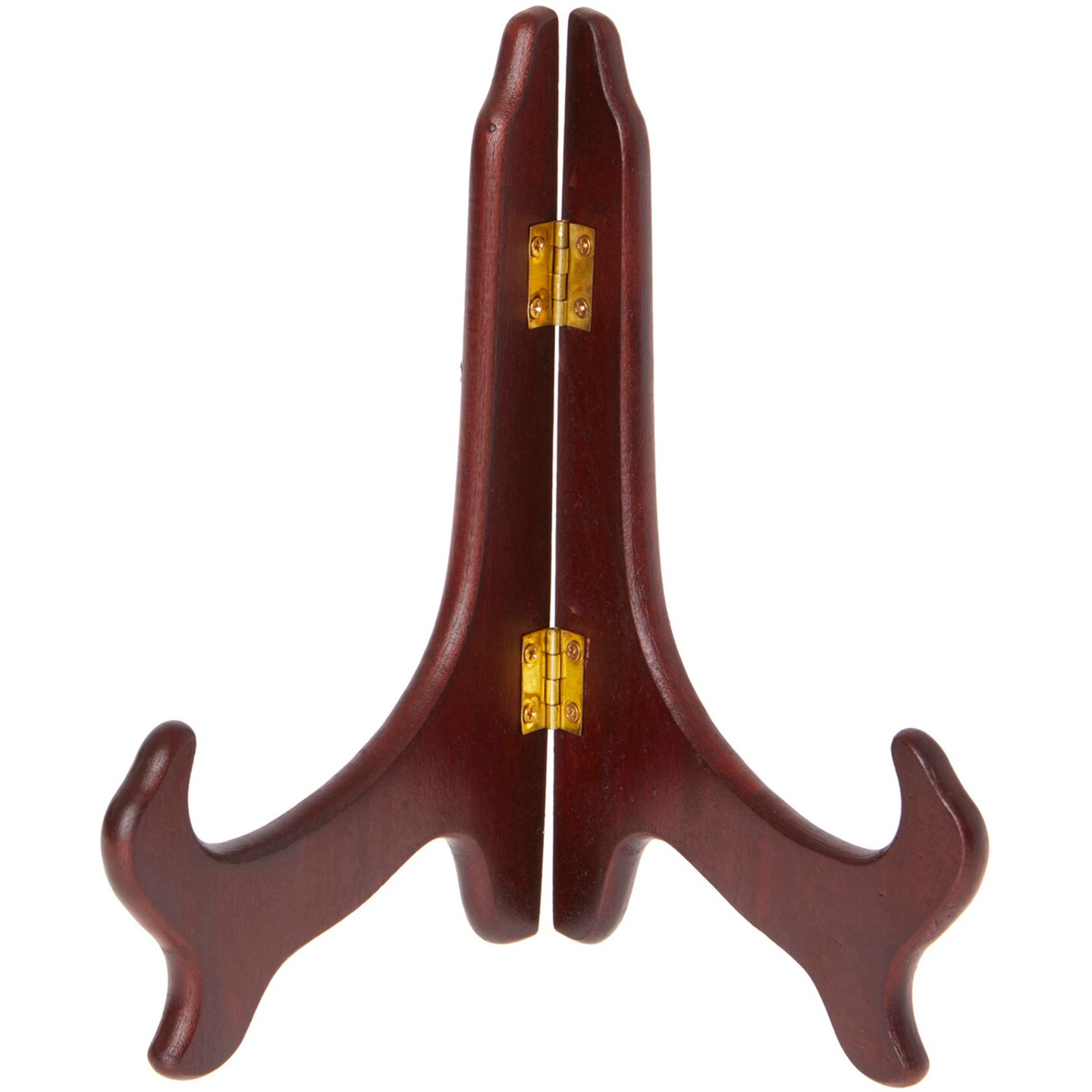 Bard's Hinged Dark Wood Plate Stand, 7" H x 6" W x 4.25" D (For 7" - 9" Plates)