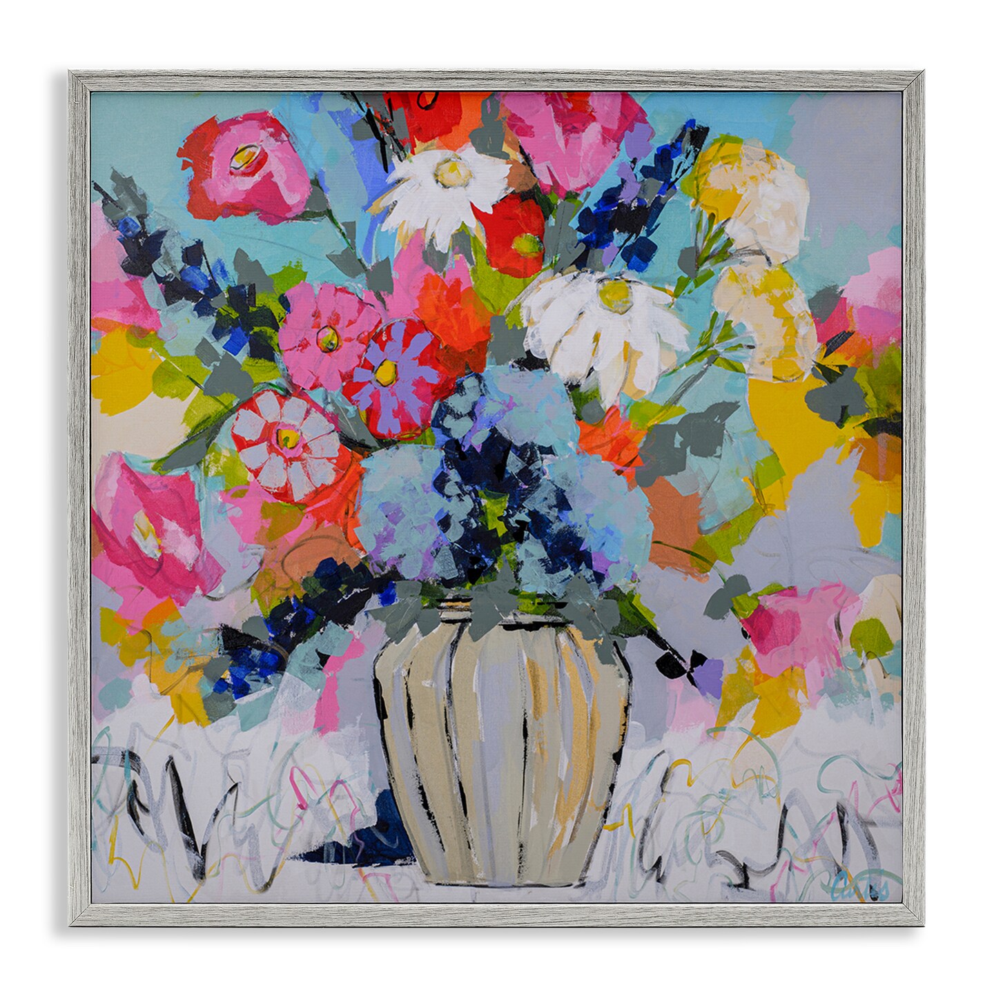 Stupell Industries Modern Bright Bouquet Framed Giclee Design by Joan Curtis
