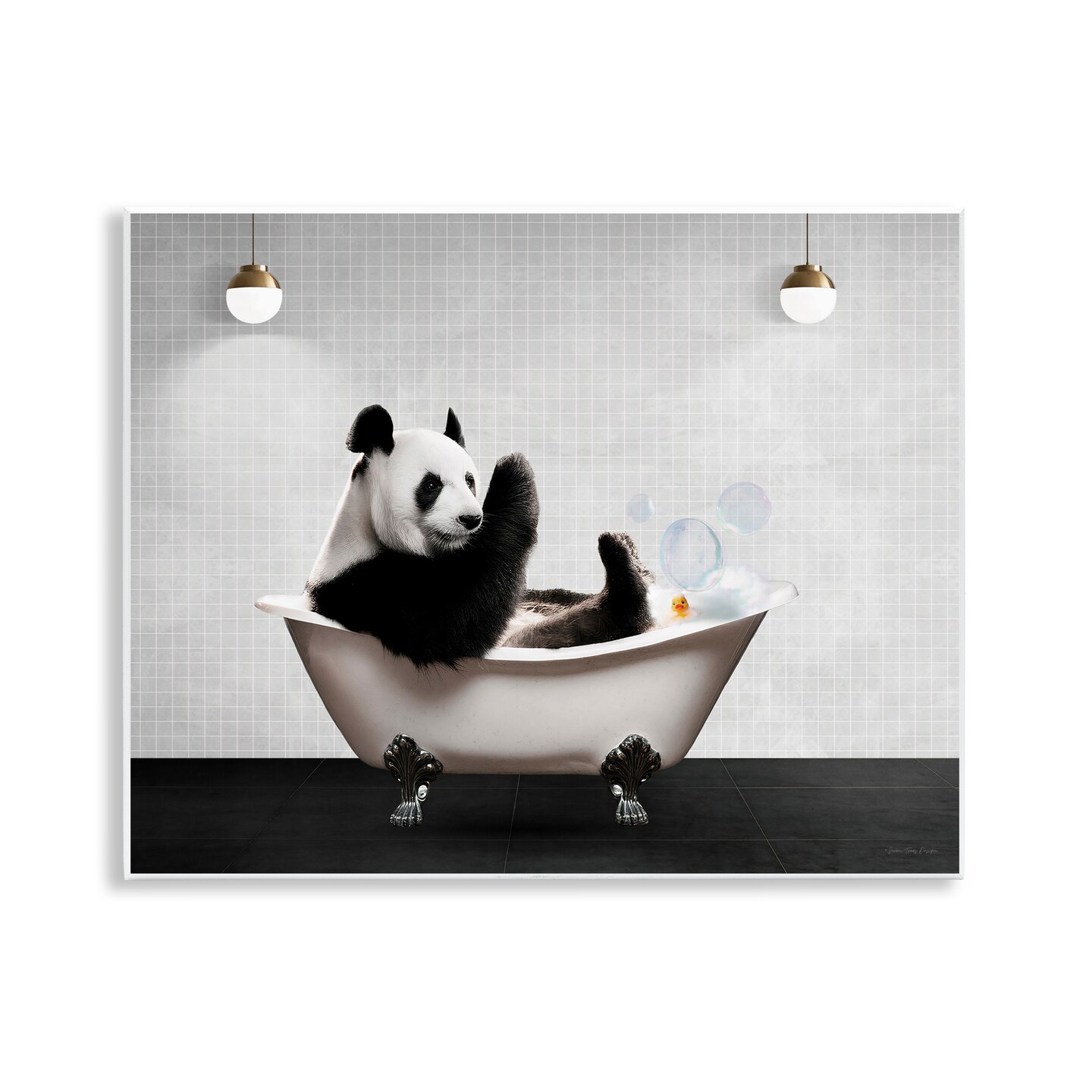 Stupell Industries Panda in Modern Bubble Bath Wall Plaque Design by Seven Trees Design