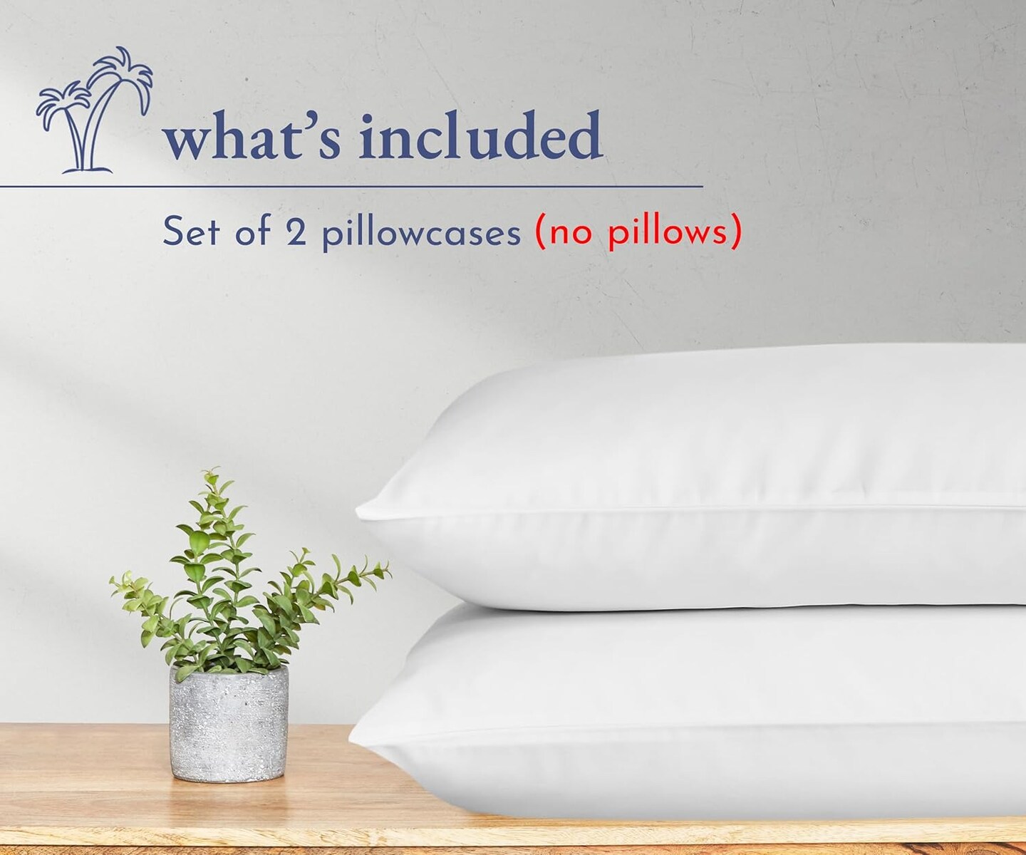 Organic Cotton Pillow Cases Queen/Standard Set of 2, Soft &#x26; Cooling Percale Weave Cotton Pillowcases (Bright White)