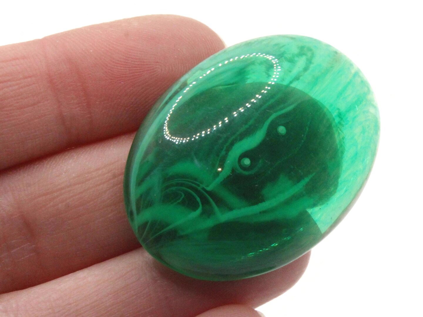 3 40mm x 30mm Swirling Green FlatbackOval Vintage Lucite Cabochons