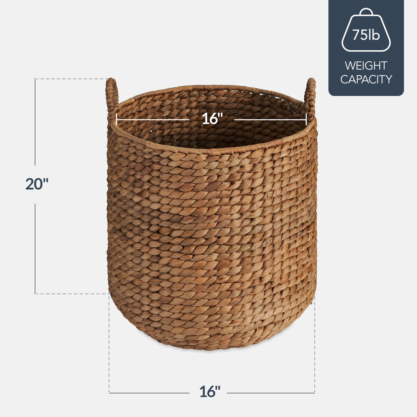 Best Choice Products Round Storage Basket w/ Handles, Handwoven Water Hyacinth, Storage Organizer Tote
