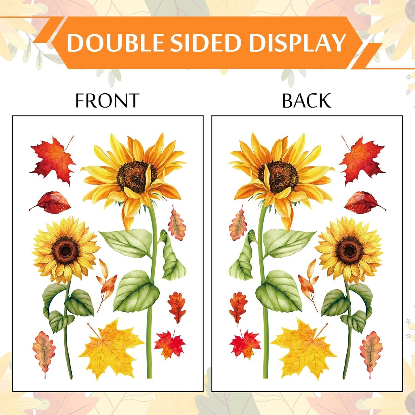 9 Sheets Fall Sunflower Window Clings Thanksgiving Pumpkin Leaves Window Stickers