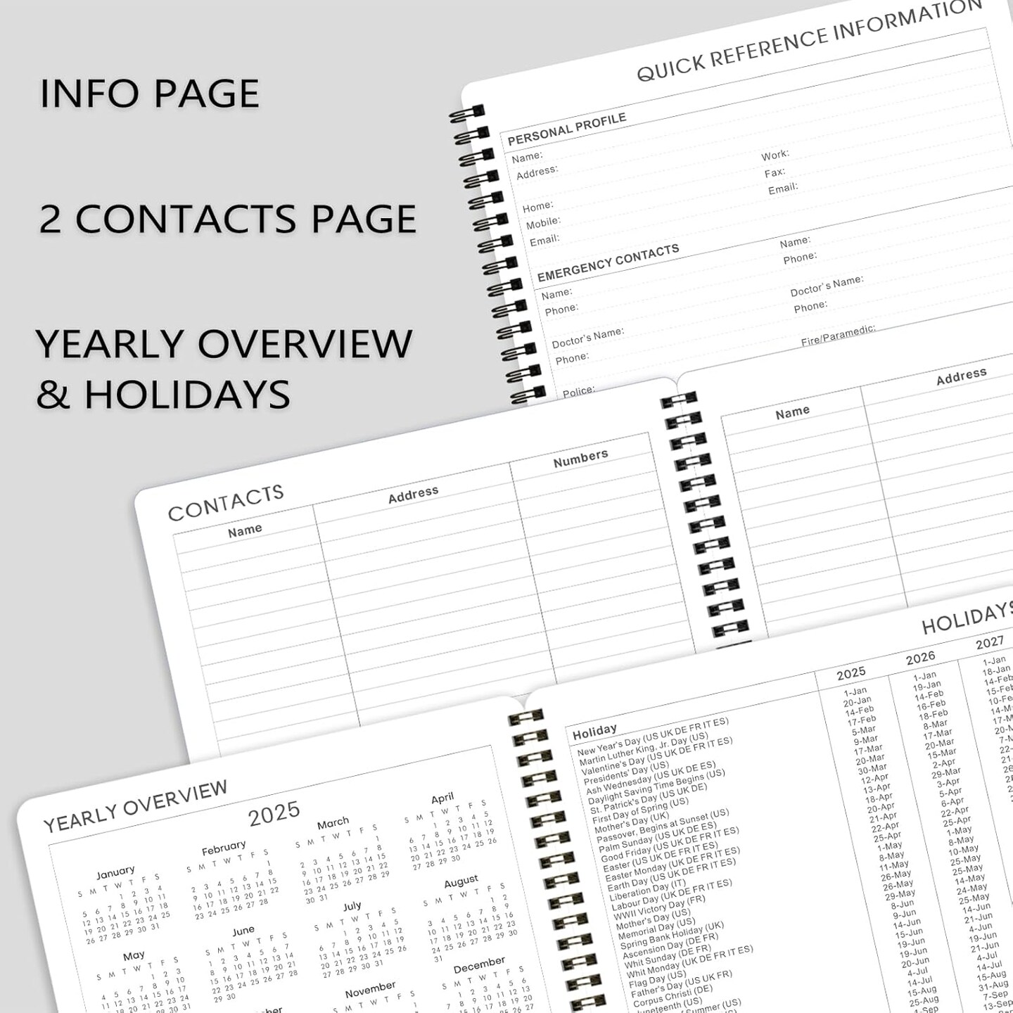 2025-2026 Planner - Planner 2025-2026 Weekly and Monthly, Jul. 2025 - Jun. 2026, 8&#x22; x 10&#x22;, with Tabs, Thick Paper, Spiral Binding, Classic Black