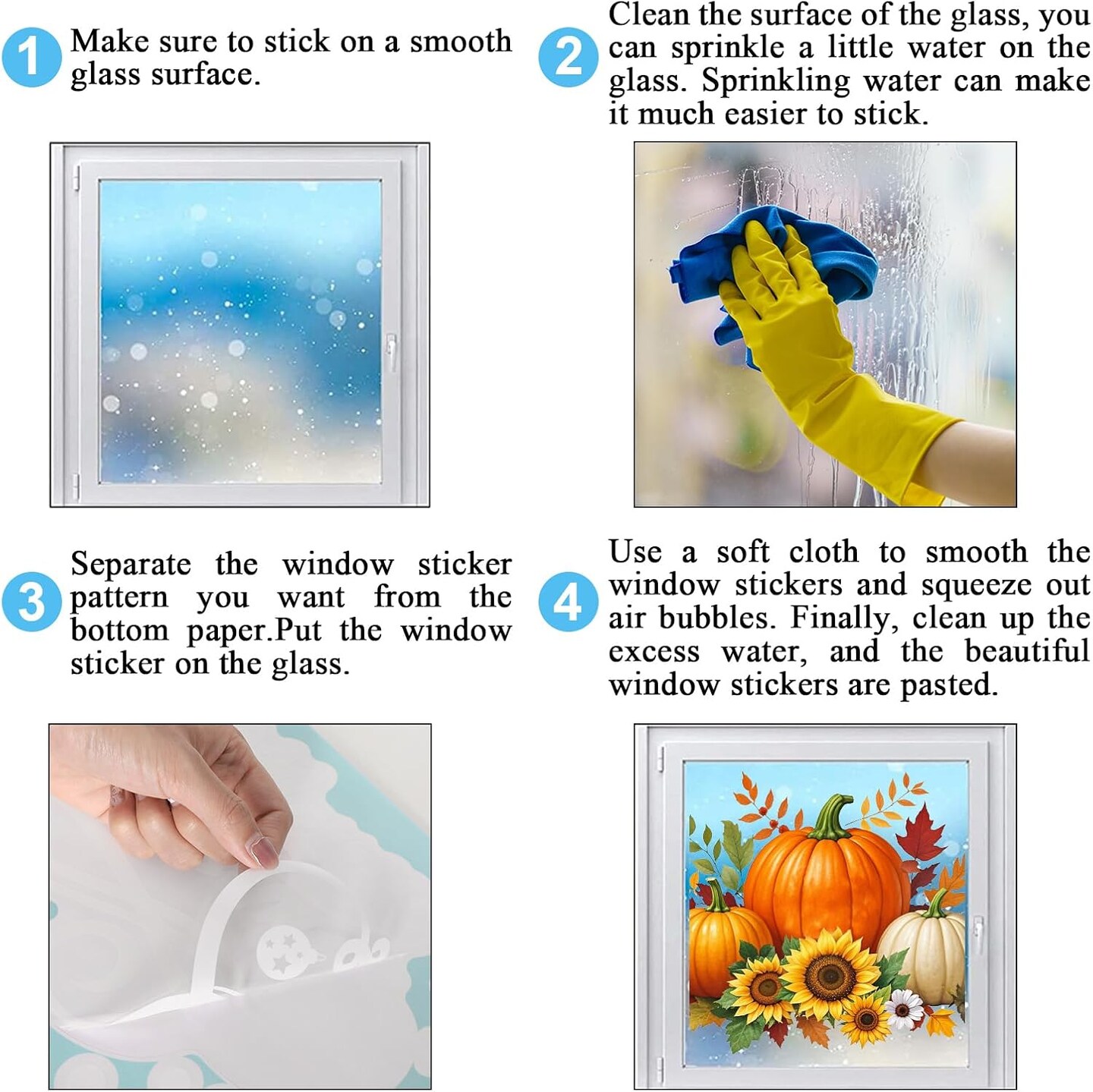 9 Sheets Fall Sunflower Window Clings Thanksgiving Pumpkin Leaves Window Stickers