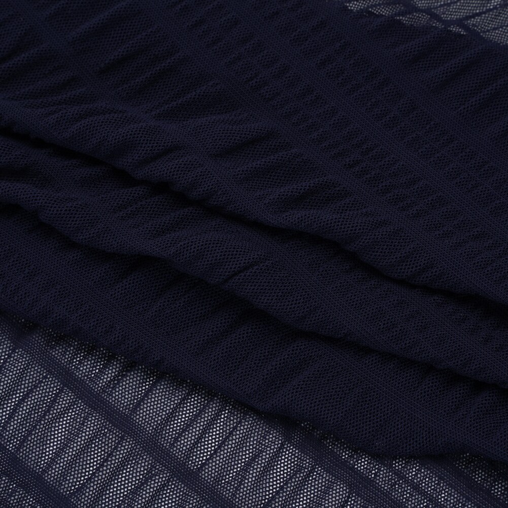 1 Yard Navy Blue Ruched Nylon Mesh Fabric Striped Designer Deadstock 58 Inches Width