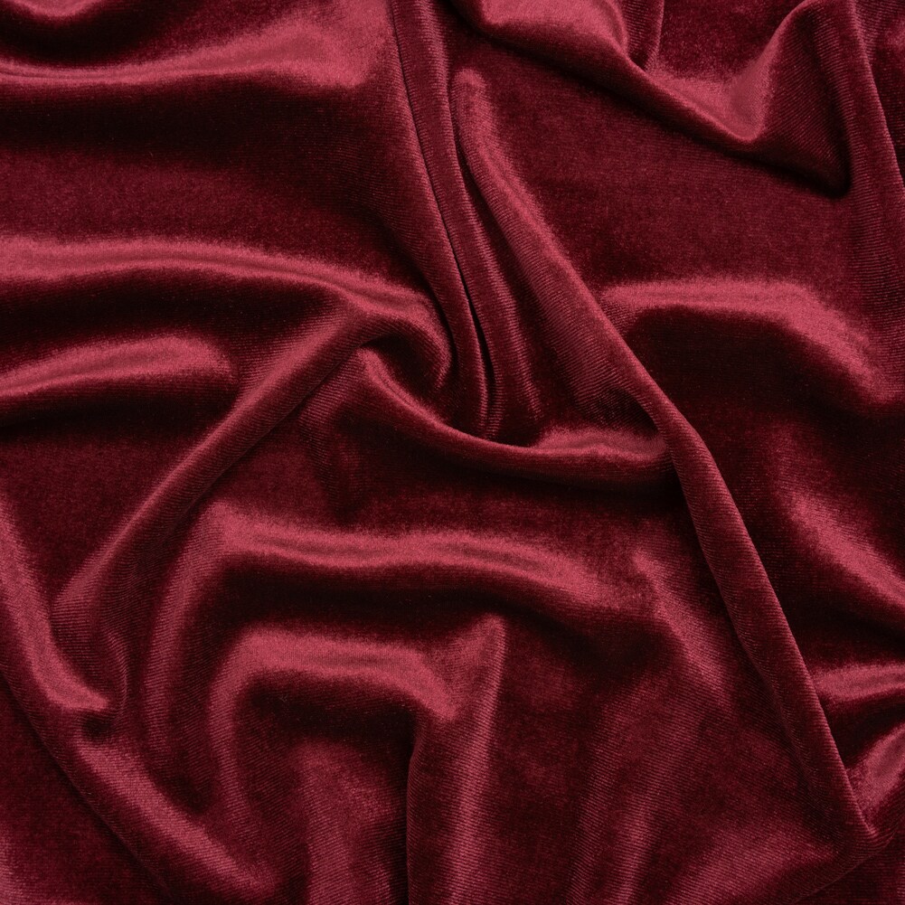 1 Yard Luxe Burgundy Stretch Polyester Velour Medium Weight Soft Plush Drapey Fabric for Jackets Dresses Pants Tops 56 Inch Wide