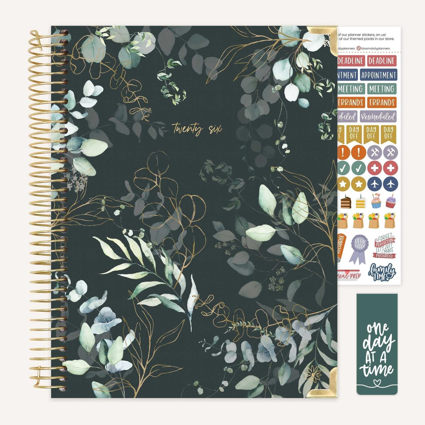 bloom daily planners 2026 Hard Cover Weekly & Monthly Planner, 8.5" x 11", Eucalyptus, Green