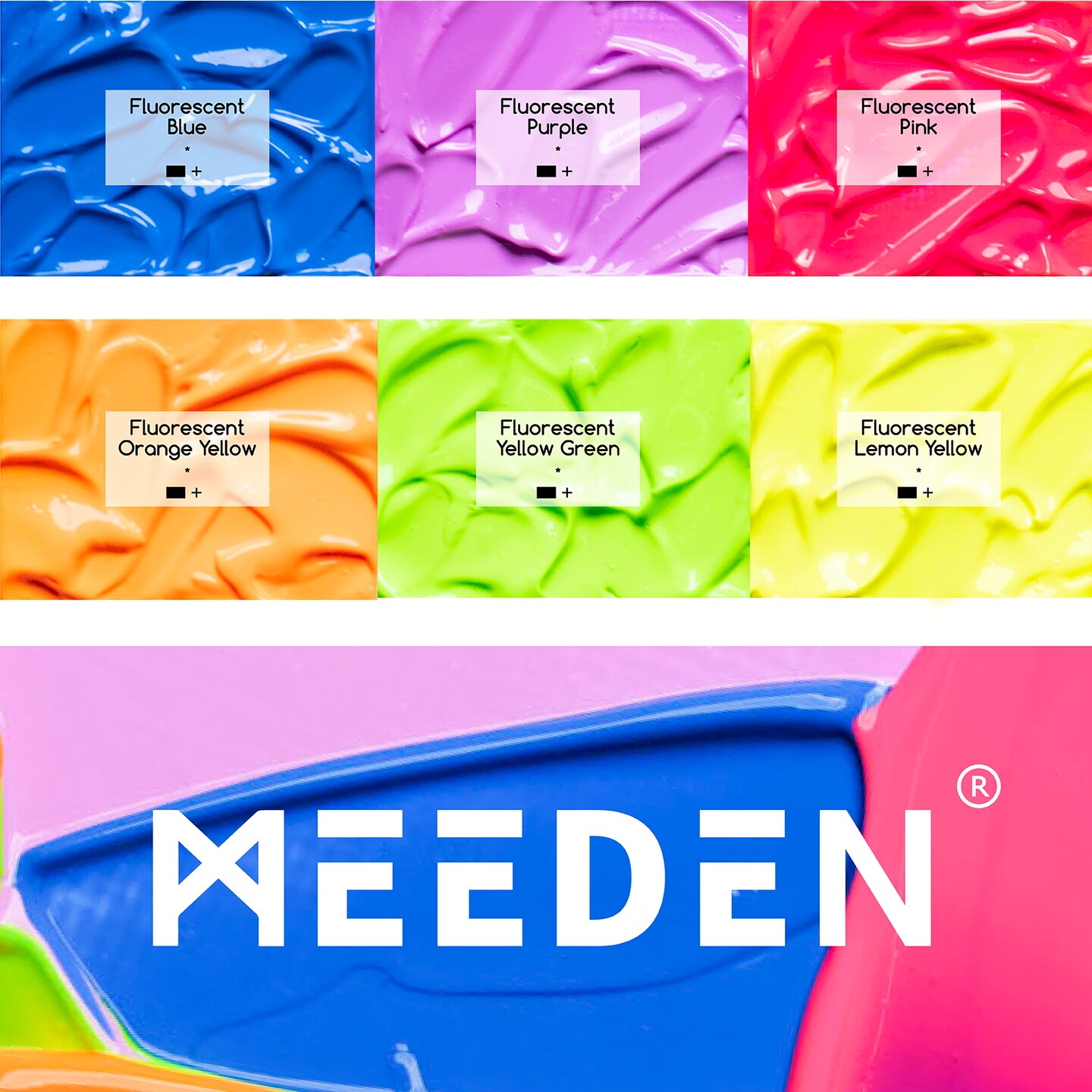 MEEDEN Fluorescent Acrylic Paint Set, Heavy Body Neon Acrylic Paint Tubes, 6 Colors 0.74 oz/22 ml, Glow in the Dark Acrylic Paints, Non Toxic Art Craft Paints for Artists Adults Beginners