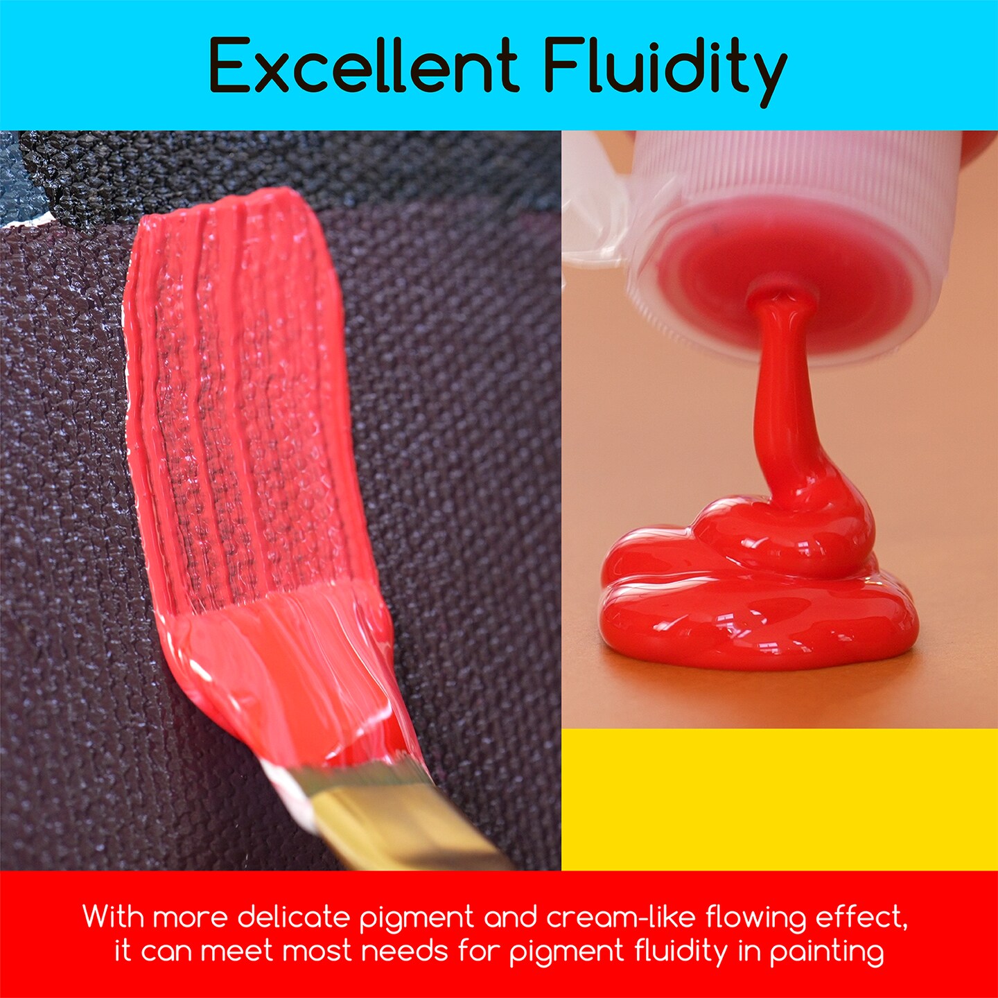 MEEDEN Fluid Acrylic Paint Set, 6 Vibrant Colors/Bottles (2 oz, 60 ml), Rich Pigments, Non-Toxic High Flow Acrylic Paints for Artists, Adults, Kids, Beginners, Art Supplies for Canvas Painting