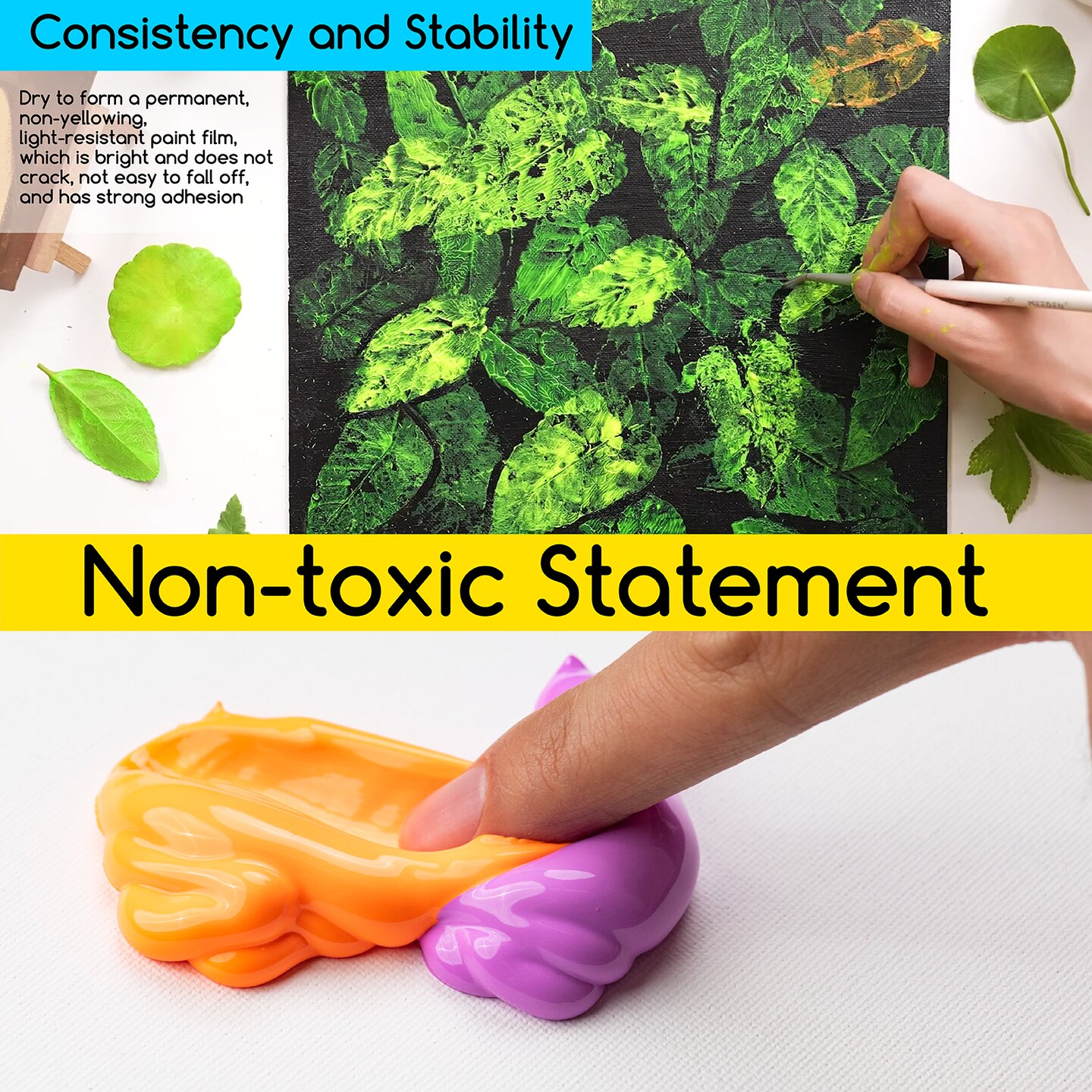 MEEDEN Fluorescent Acrylic Paint, 6 Colors Acrylic Paint Set, 60 ml/2 oz Pro Tubes, Rich Pigments Non-Toxic Neon Paint, Art &#x26; Craft Paints for Artists, Adults &#x26; Beginners