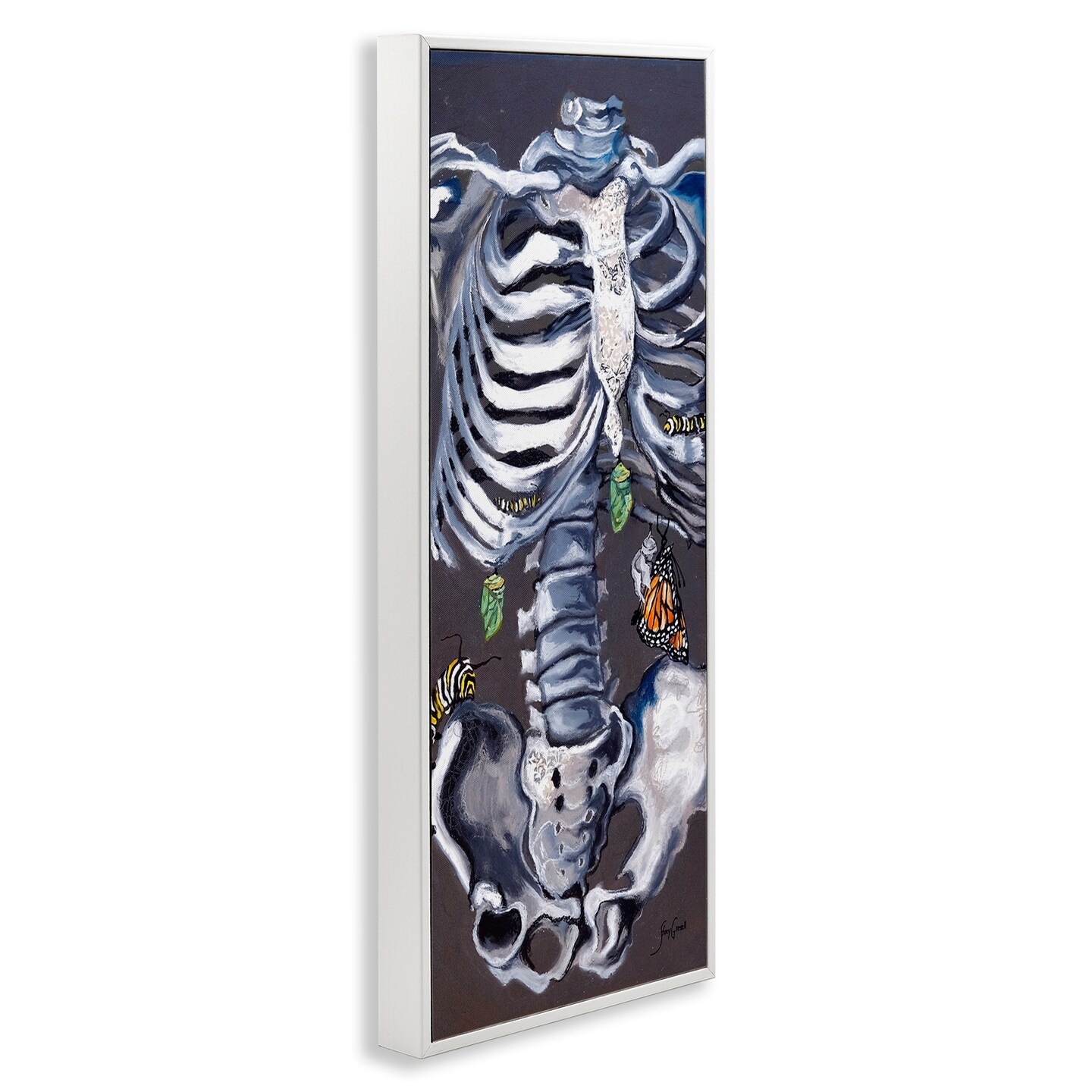 Spooky Skeleton Crawling Insects Bugs Detailed Painting Framed Giclee Art