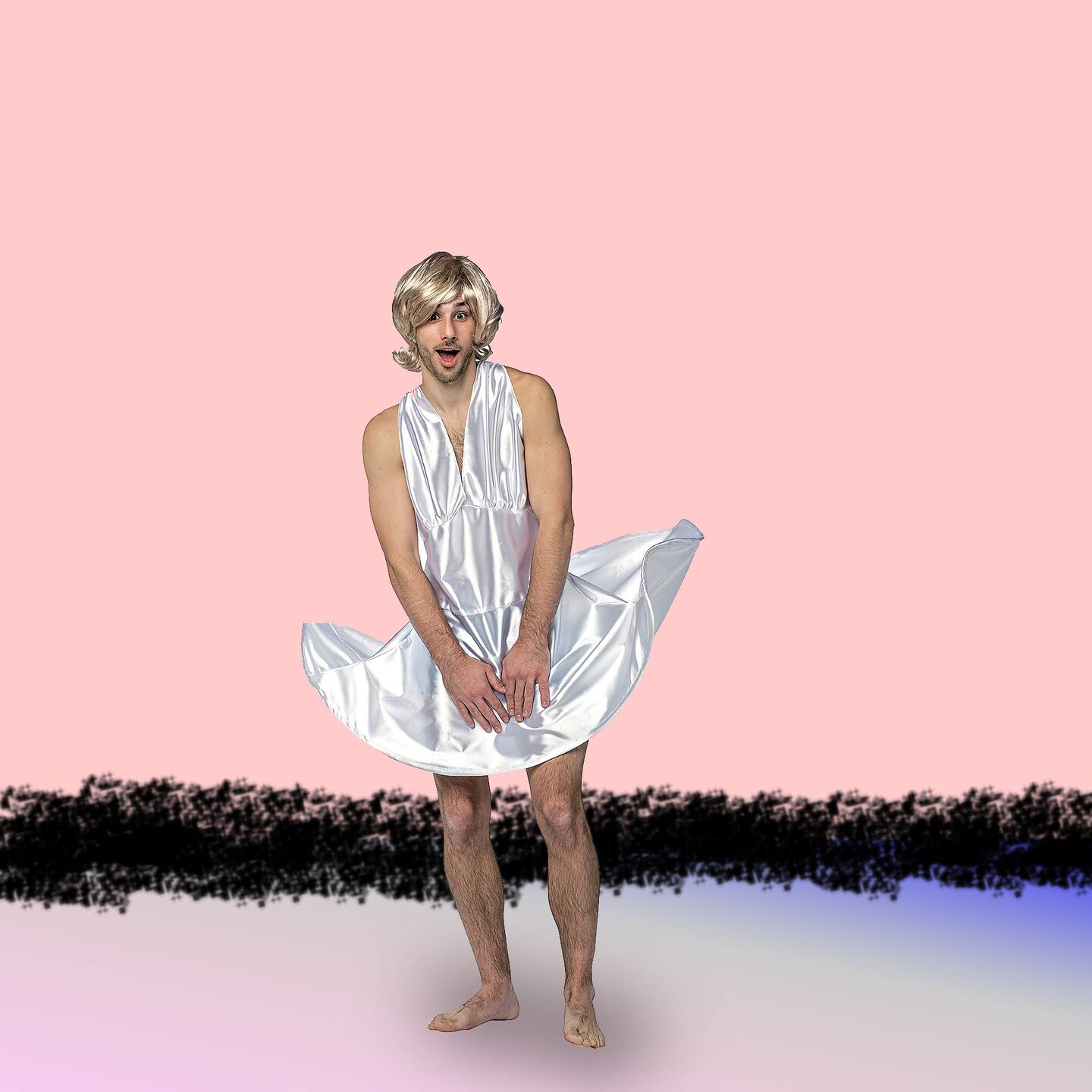 Miss Manroe Funny White Dress Costume for Men Halloween Party Outfit