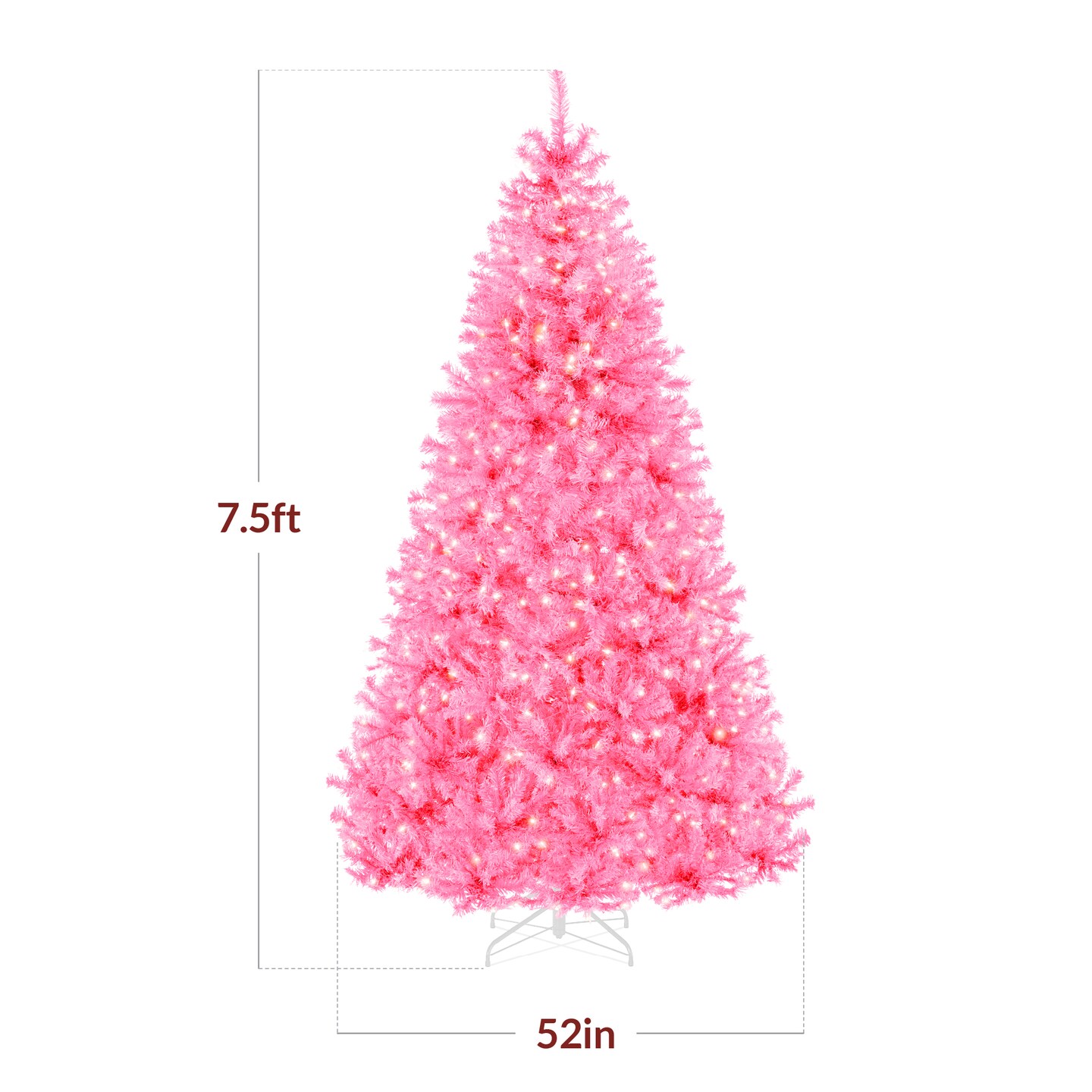 Best Choice Products Pre-Lit Pink Christmas Tree, Artificial Full Holiday Decoration w/ Branch Tips, Incandescent Lights