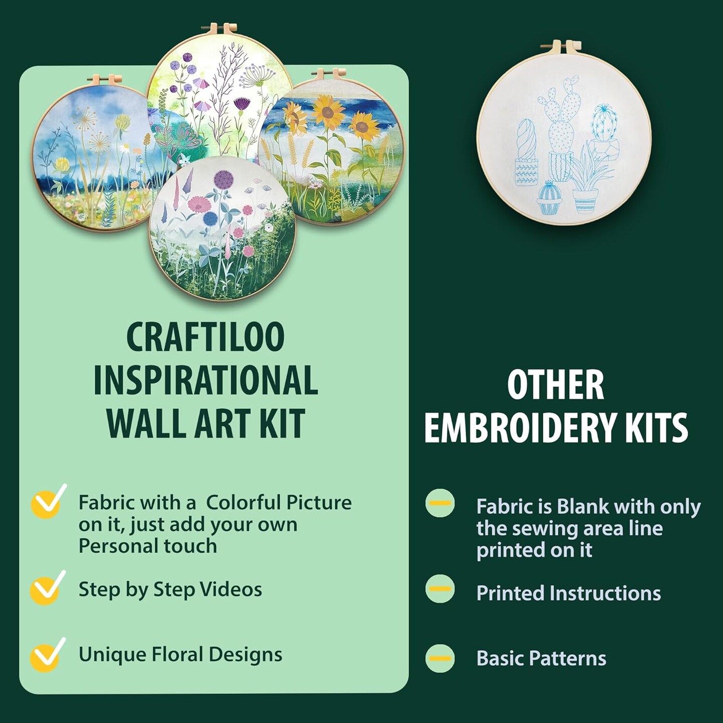 4 Pack Embroidery Kit for Beginners Stamped Cross Stitch Kits for Beginners