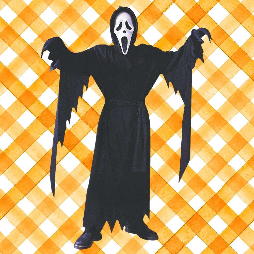 Unisex Scream Costume Halloween Ghost Face Mask Hooded Robe Belt Scary Party Outfit