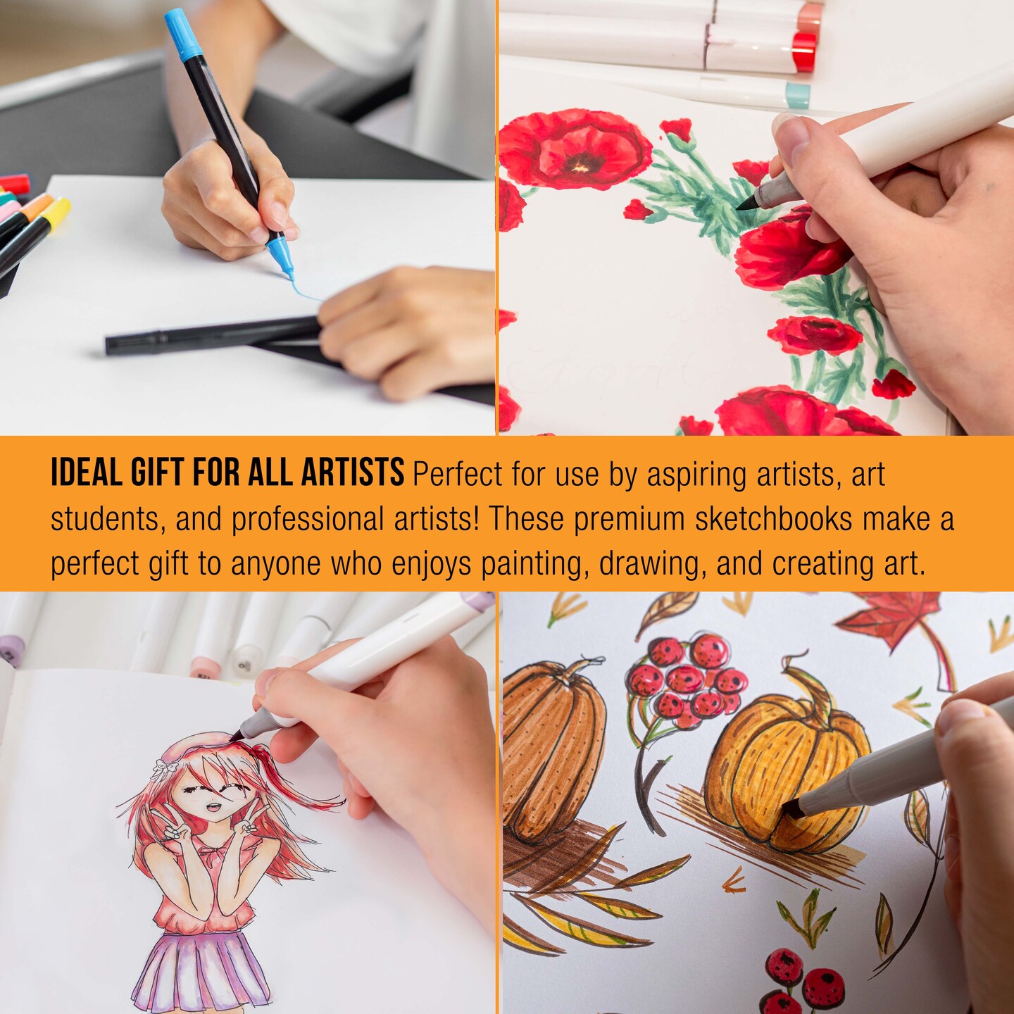 11’ x 14" Premium Manga Marker Paper Pad (2 Pack, 48 Sheets Total) - 60lb (100gsm) Drawing Sketchbook for Alcohol & Acrylic Paint Markers