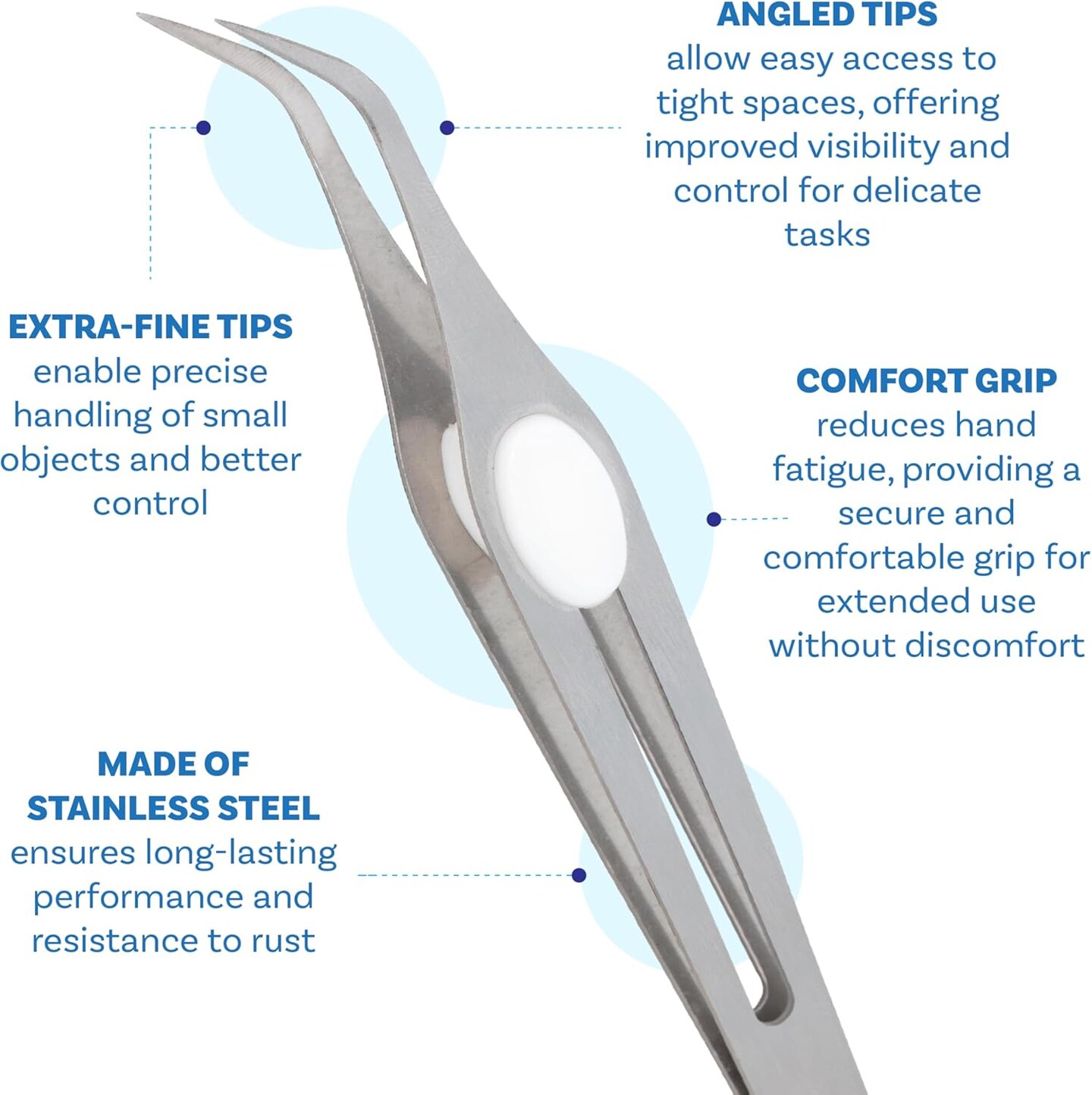 The Beadsmith Angled Precision Tweezer – Multipurpose Stainless Steel Tool w/Curved Tip & Cushion Grip, 6 Inches
