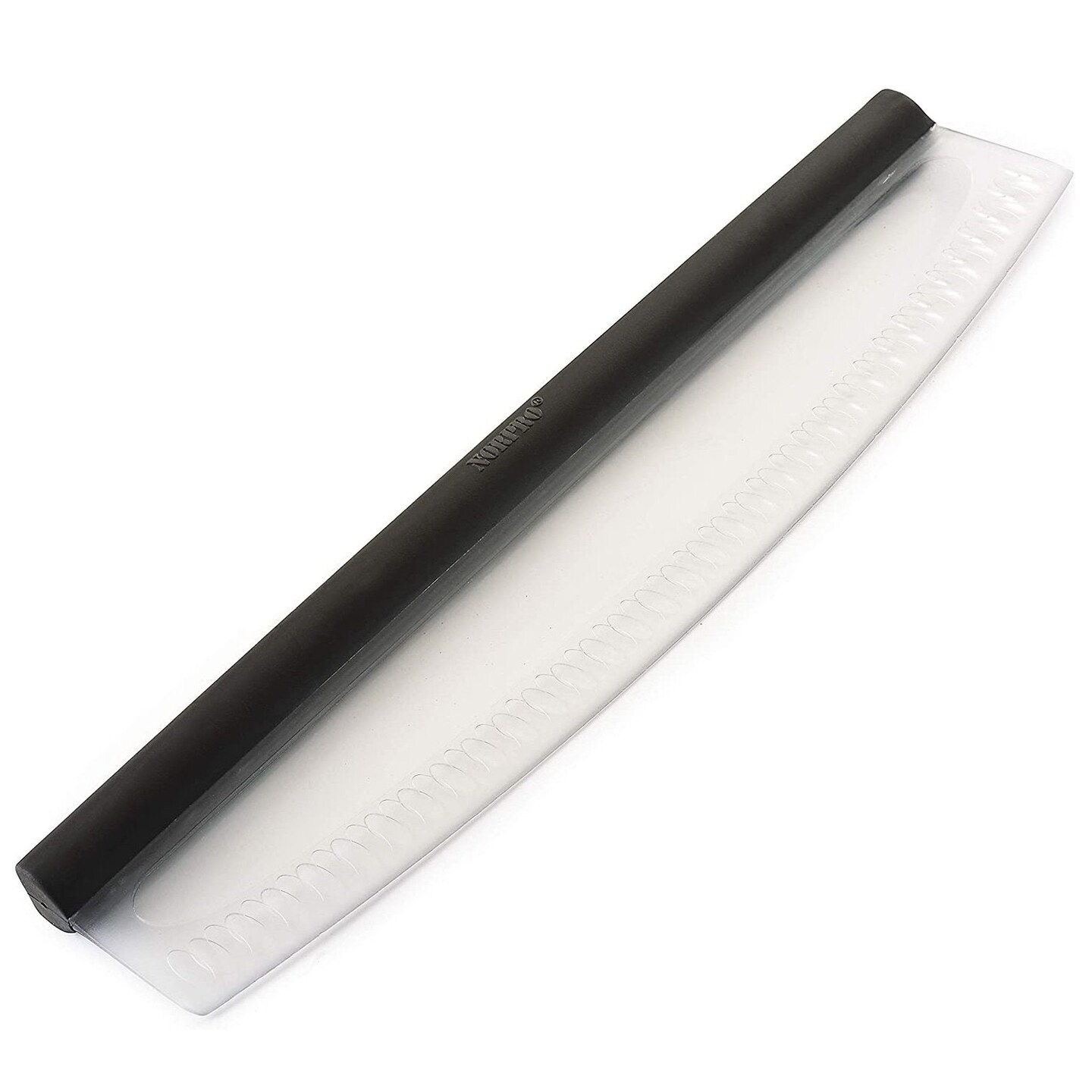 Norpro 13.75" Wide Grip-Ez Pizza / Dessert Slicer with Scallops - Curved Rocker Blade Pizza Cutter