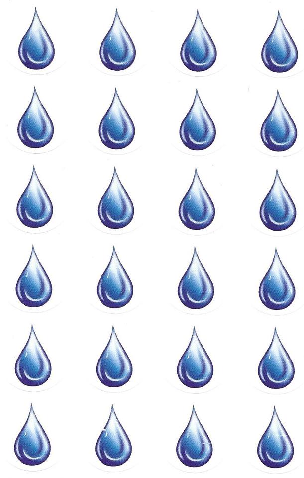 Raindrop Stickers 1" – 240 Pack (10 Sheets) Large Water Drop Labels for Classroom Crafts & Bulletin Boards
