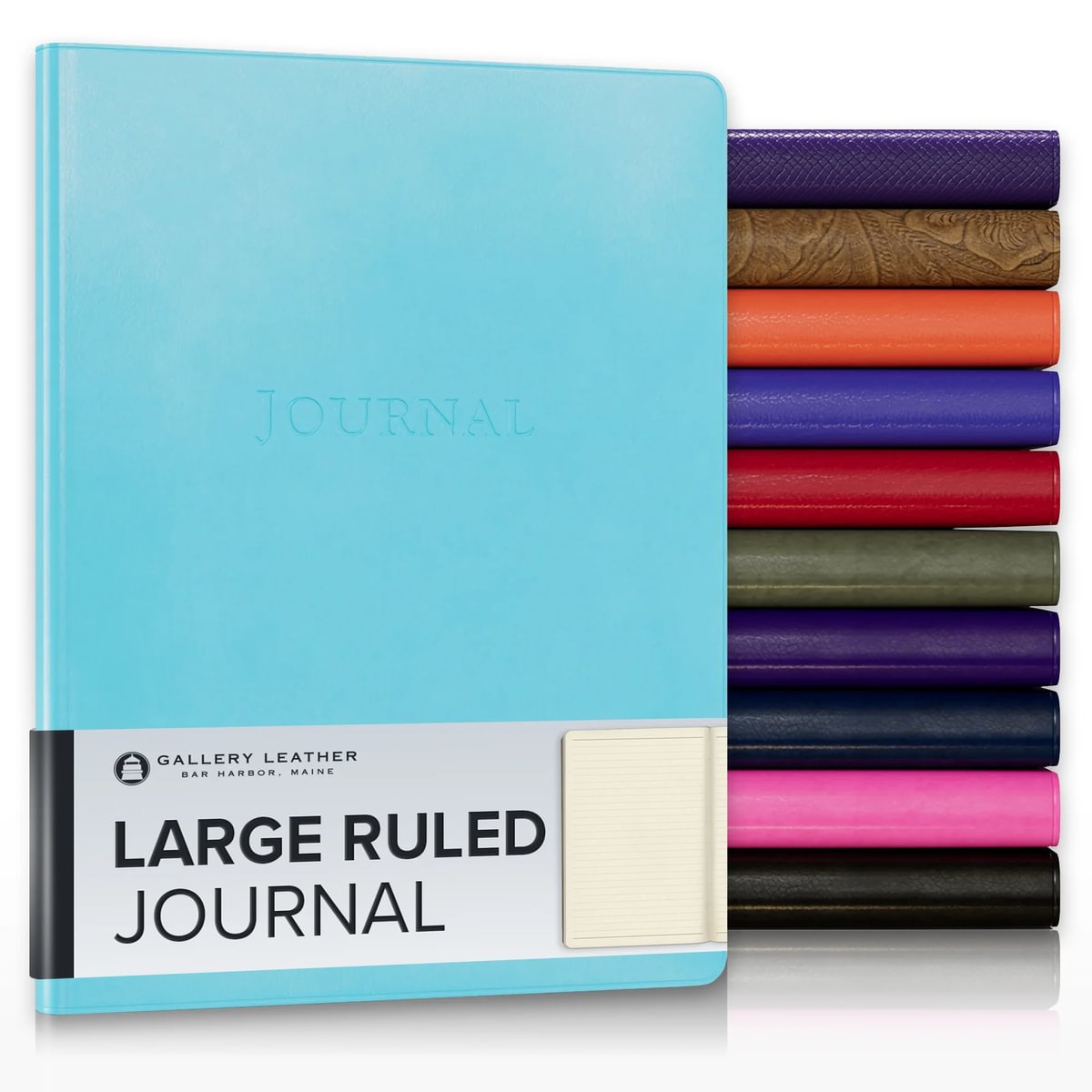 Gallery Leather Journal - Crafted in Maine, USA - Elegant Leather Writing Notebook with 192 Lined Pages - A Timeless Space for Your Thoughts - 9.75x7.5 ", Large Lined