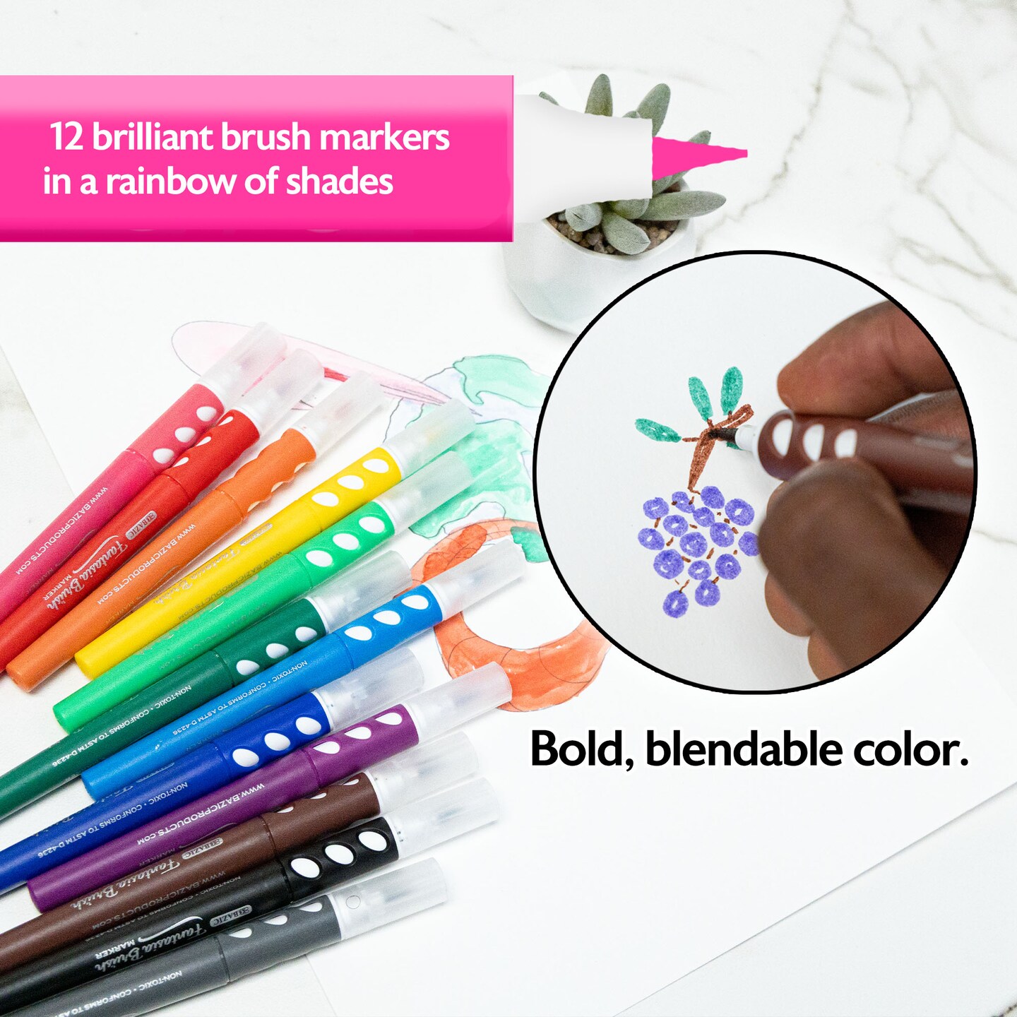 BAZIC 12 Colors Brush Markers