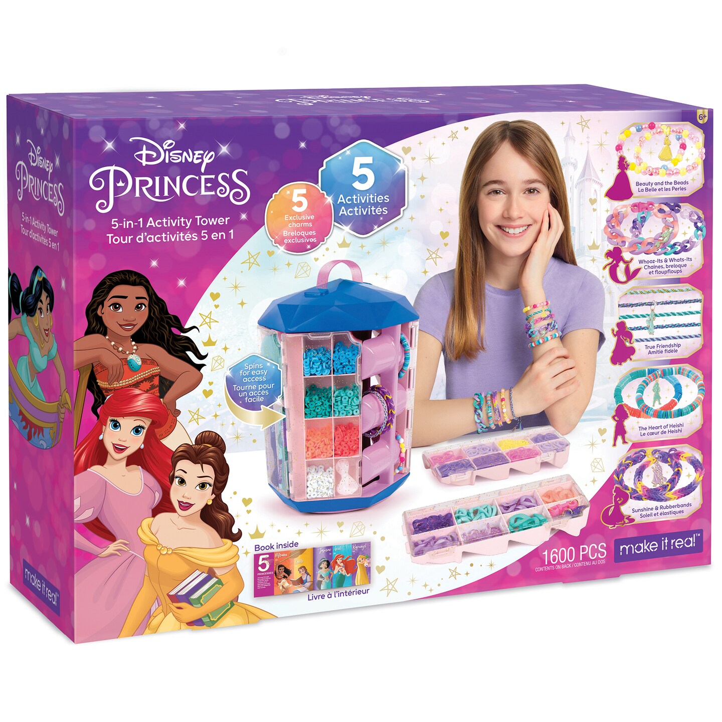 Disney Princess: 5-In-1 Activity Tower - 1600 Pieces Spinning Vertical Platform, Kids Ages 8+
