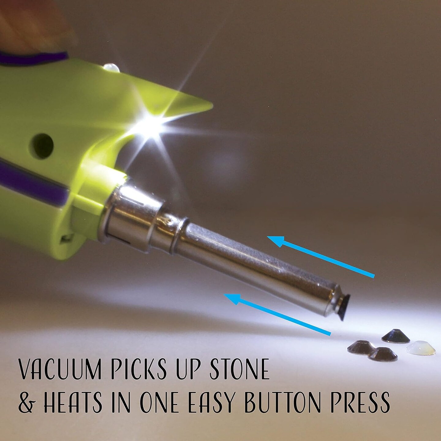 The Beadsmith Cordless Vacuum Hot Fix Applicator with LED Spotlight, Bonus Tip Included, Battery Operated, Use with Hot Fix Crystal, Sizes SS12-SS20 (3.2-4.9mm)