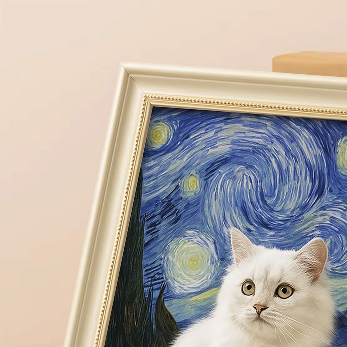 Starry Night Oil Painting Cat Scratcher Cardboard Cat Tree Mat for Cats 16.92" x 12.60" x 20.86"