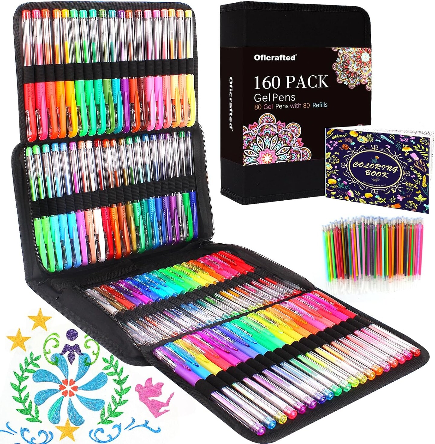 160 Pack Gel Pens - 80 Colors Pens with 80 Refills