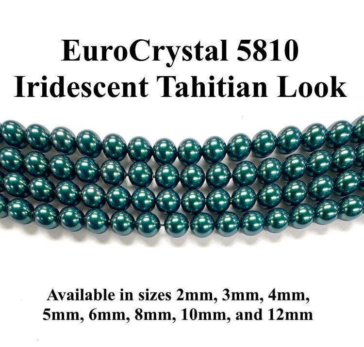 Iridescent Tahitian Look EuroCrystal 5810 Round Pearls - 2mm, 3mm, 4mm, 5mm, 6mm, 8mm, 10mm, and 12mm - Strands - Made in Austria