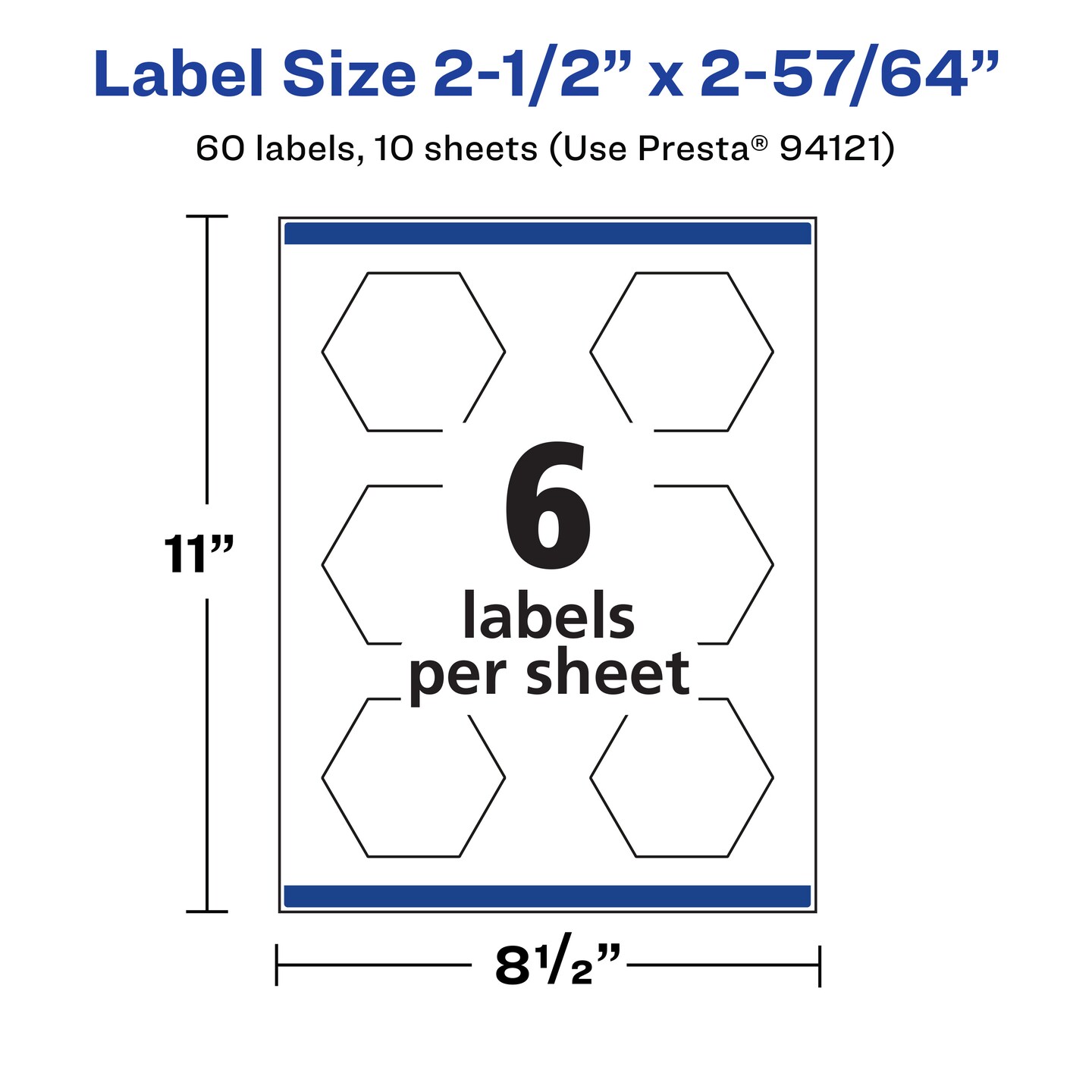Avery Durable Waterproof Hexagon Labels with Sure Feed, 2-1/2" x 2-57/64"