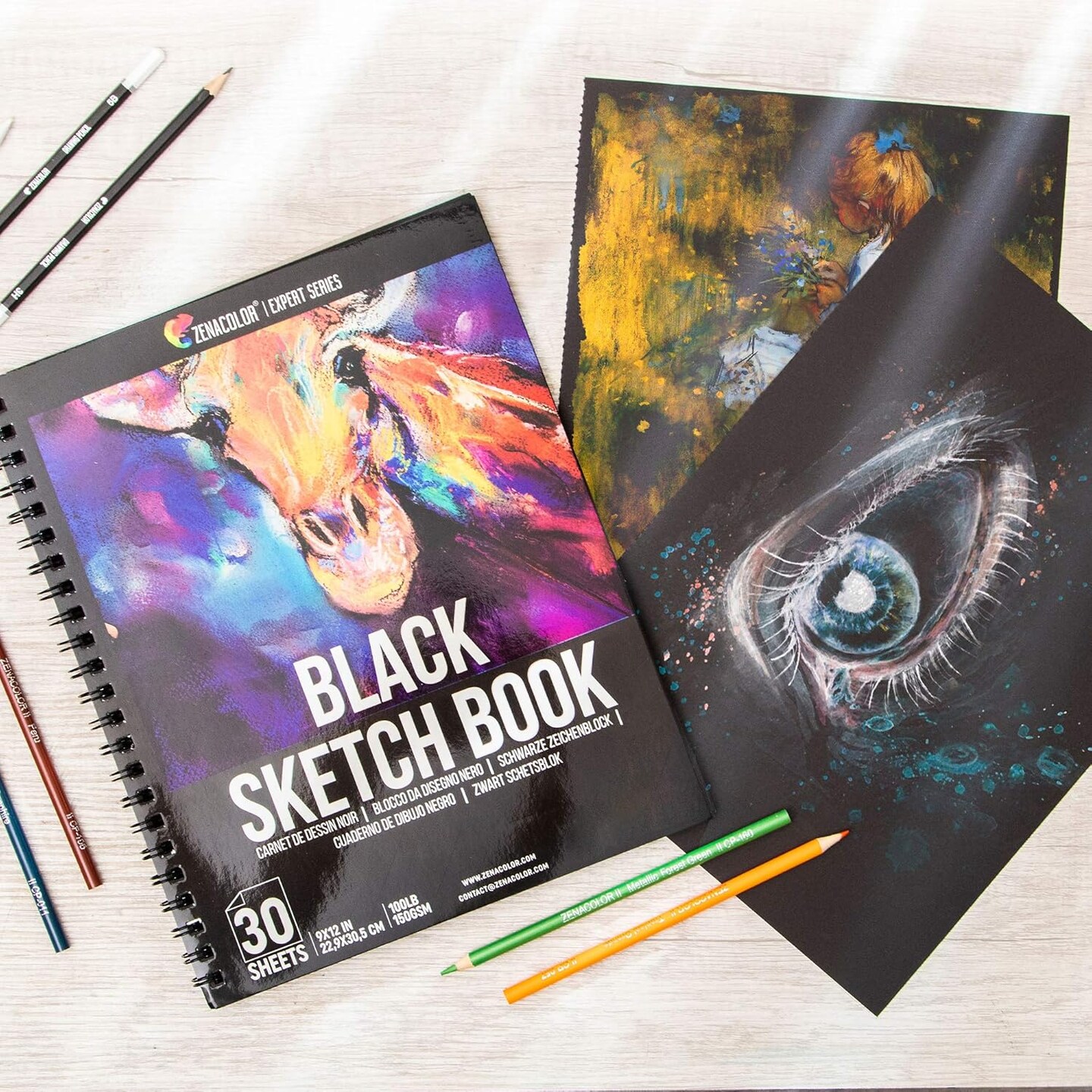 Pack of 2 Black Sketchbook - 9&#x22; x 12&#x201D; (60 Sheets)