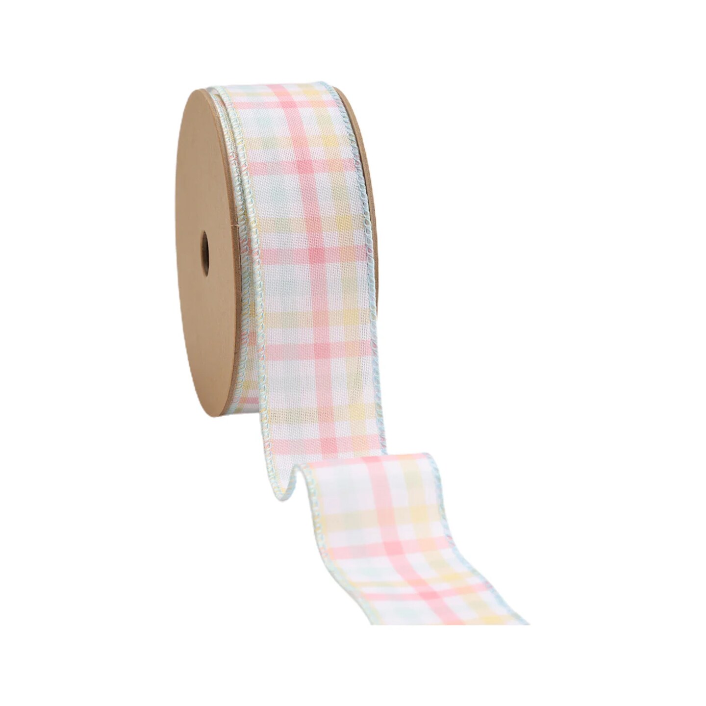 LaRibbons 1 1/2" Wired Ribbon, White/Multi Stripe, 10 Yard Roll