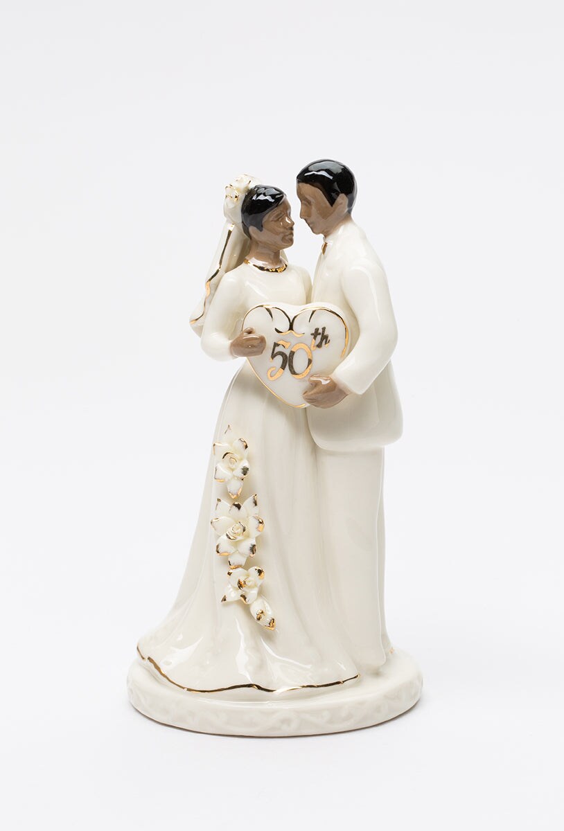 Ceramic African American 50th Anniversary Couple Cake Topper, Anniversary D&#xE9;cor or Gift