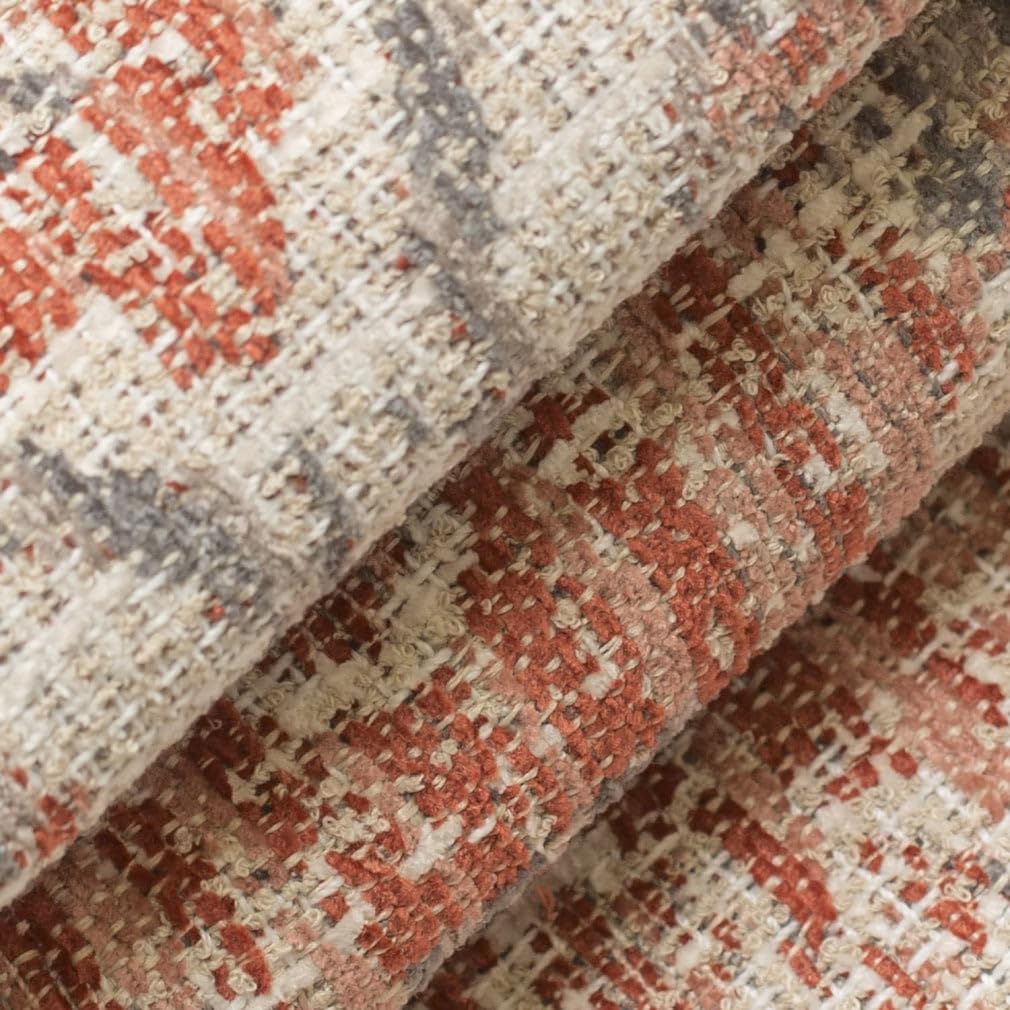 Pink Coral Damask Woven Pattern Upholstery Fabric by The Yard - SKU: Zing Rouge