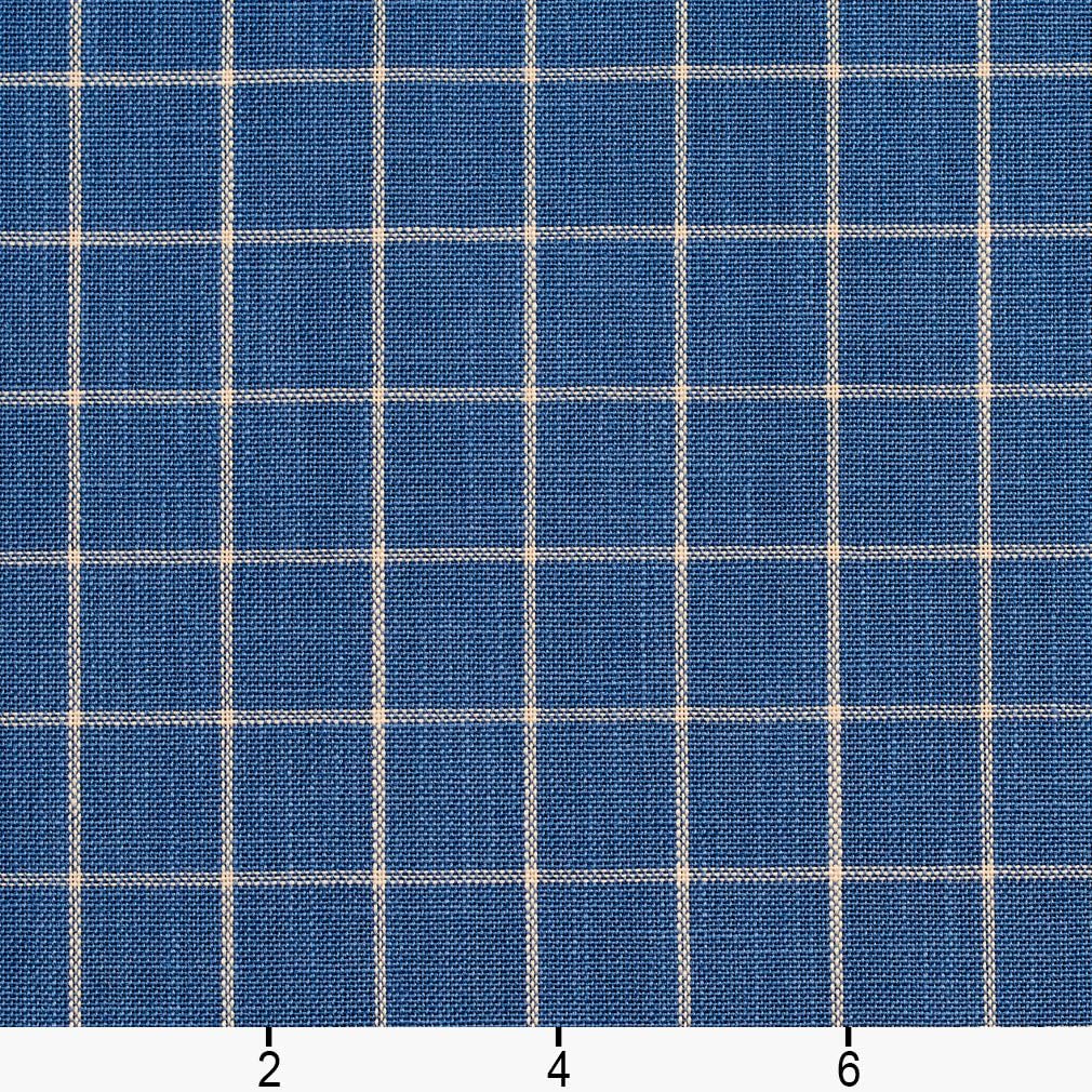 Blue Plaid Small Scale Linen Look Woven Pattern Upholstery Fabric by The Yard - SKU: Haven Wedgewood